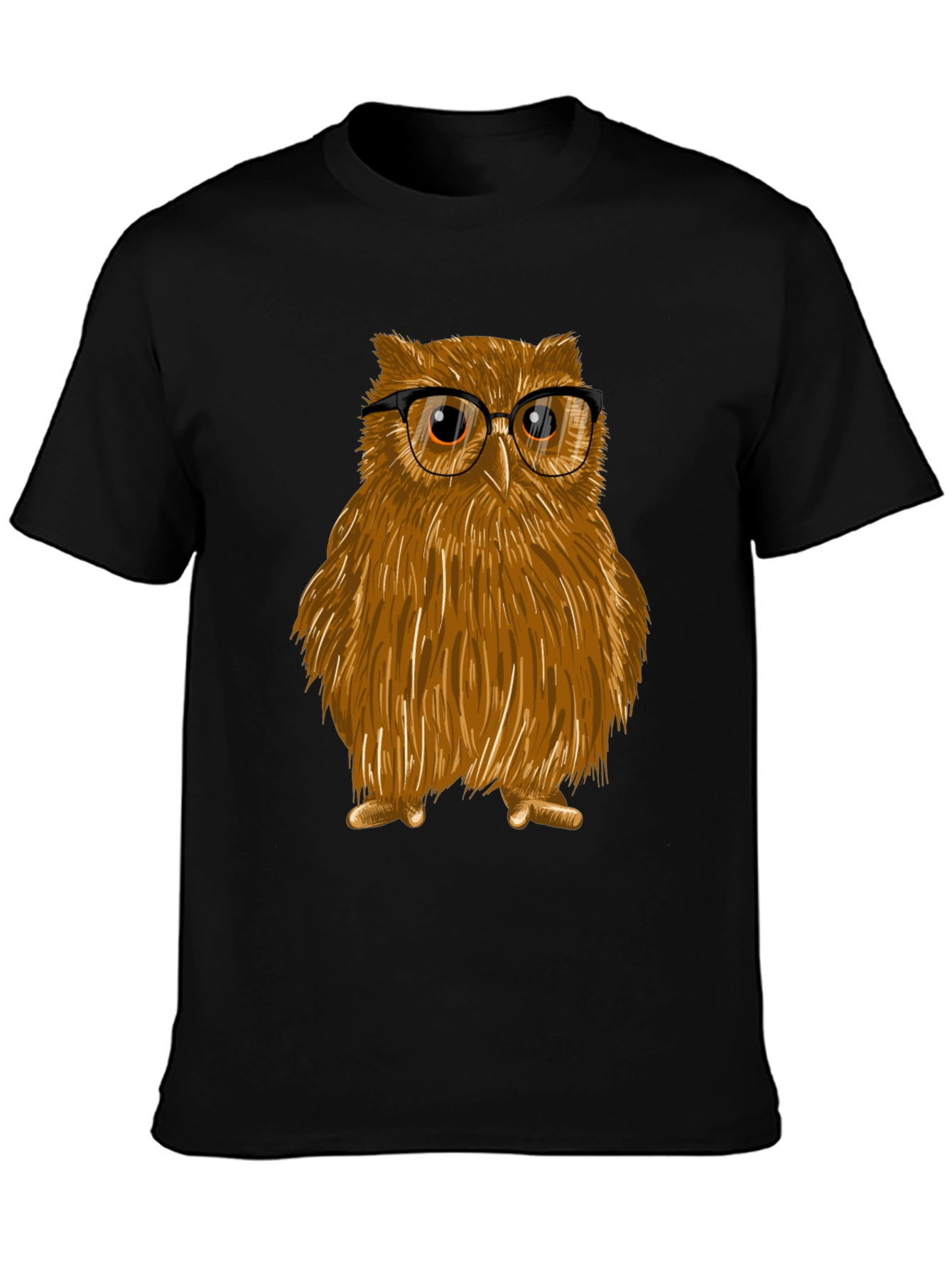 Black Owl with Glasses Graphic Tee - Unisex Cotton T-Shirt view 3