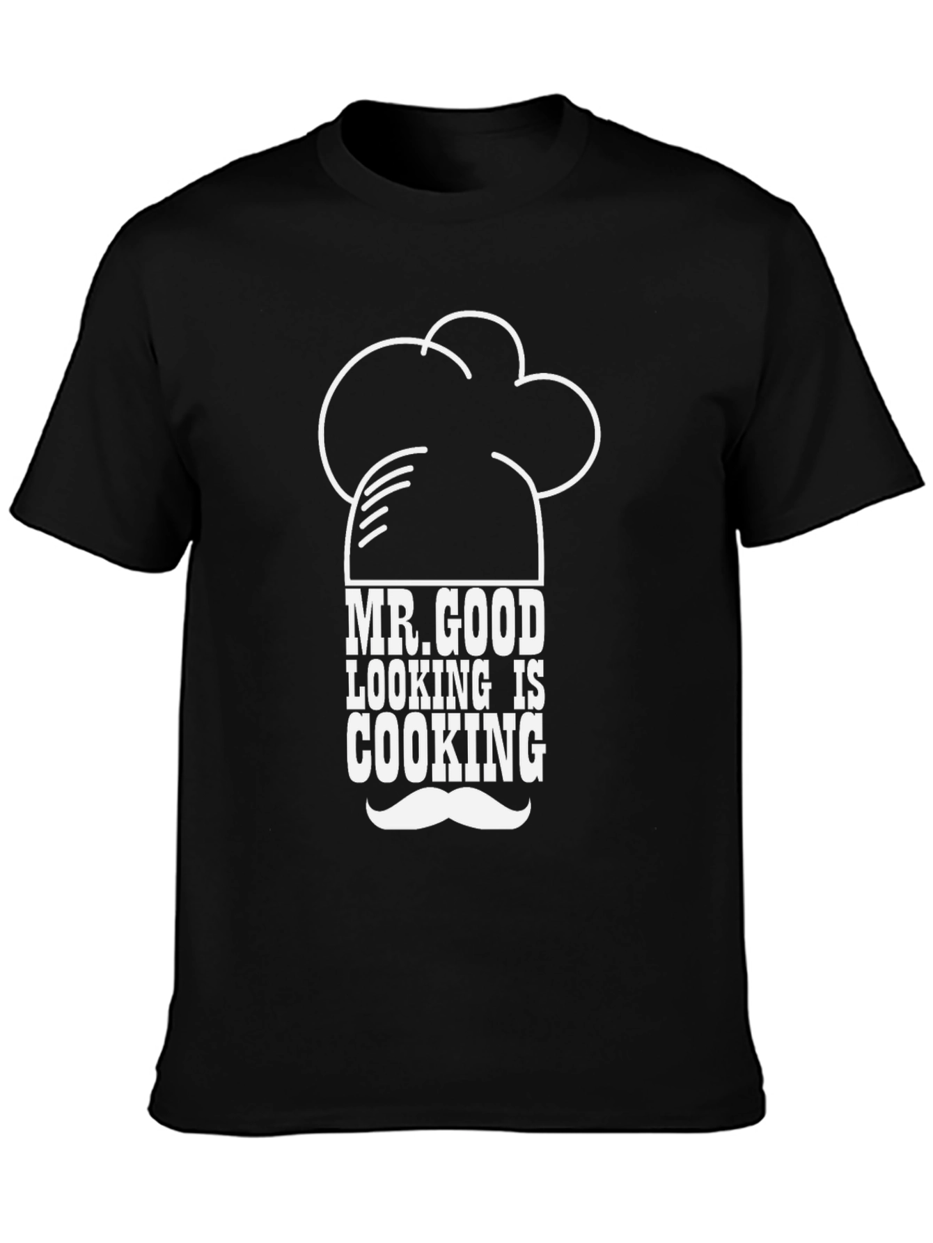 Black Mr. Good Looking is Cooking Funny Graphic Tee view 3