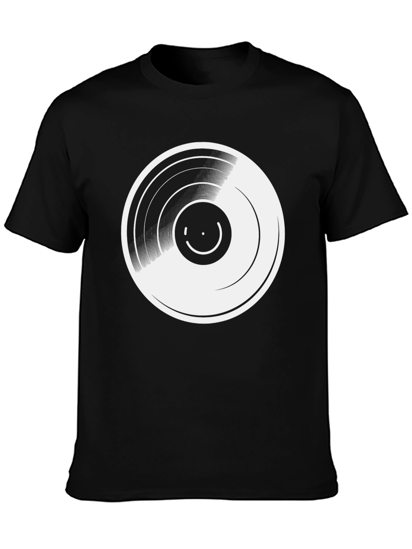 Black Vinyl Record Graphic Tee - Retro Music Lover T-Shirt view 3