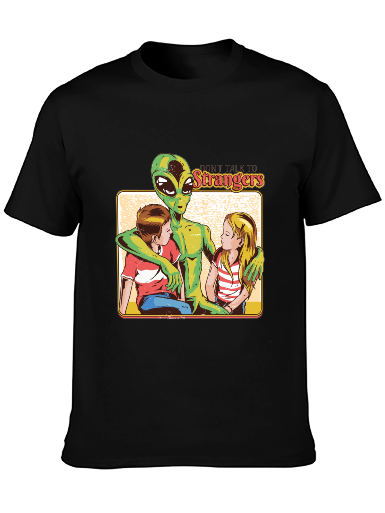 Black Don't Talk to Strangers Alien T-Shirt view 3