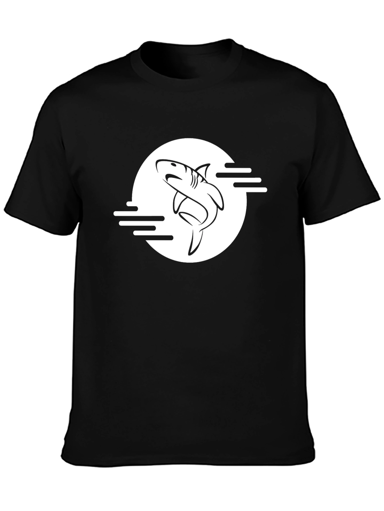 Black Cool Shark Graphic Black T-Shirt view 3