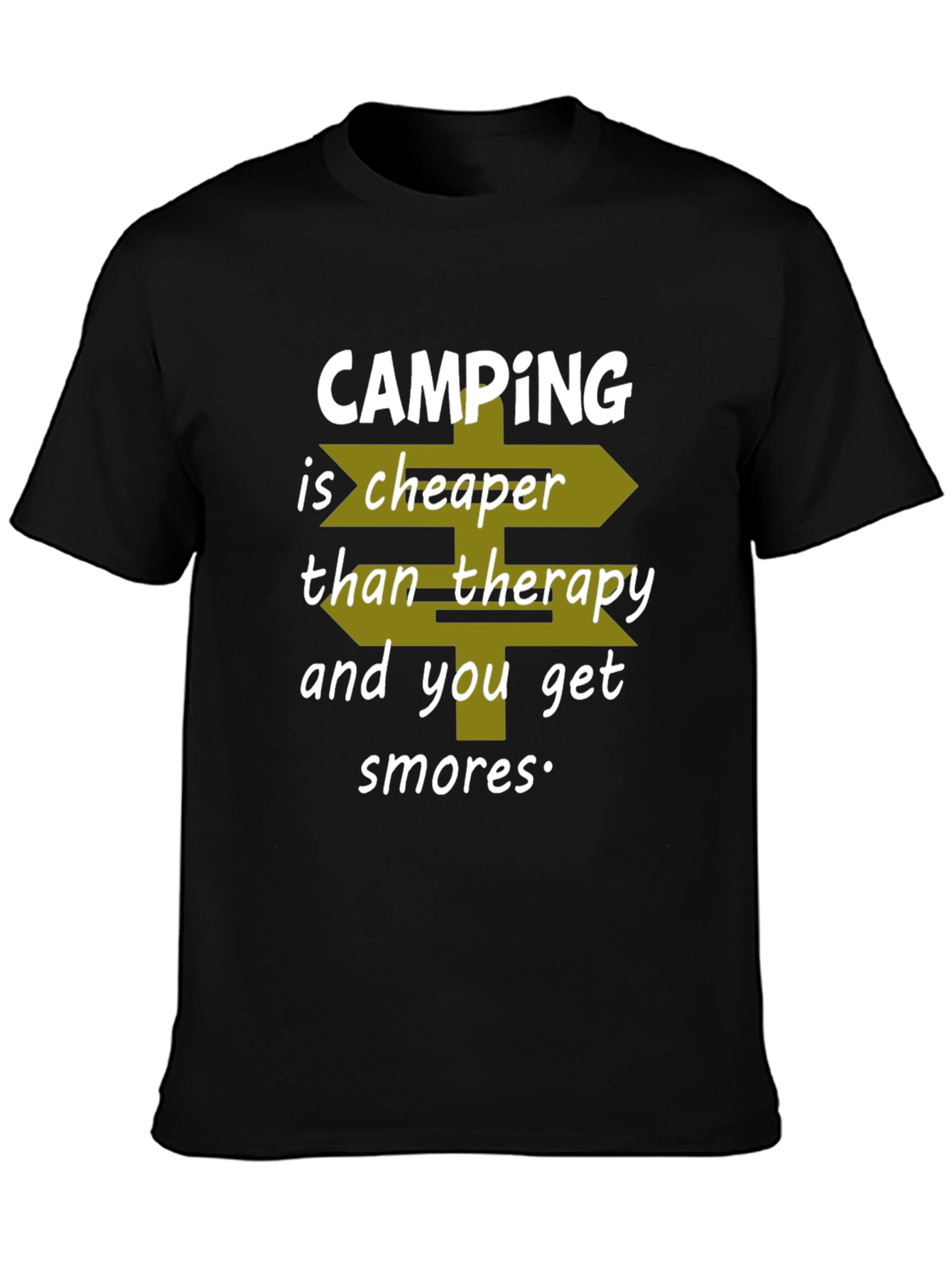 Black Camping Cheaper Than Therapy Graphic T-Shirt view 3