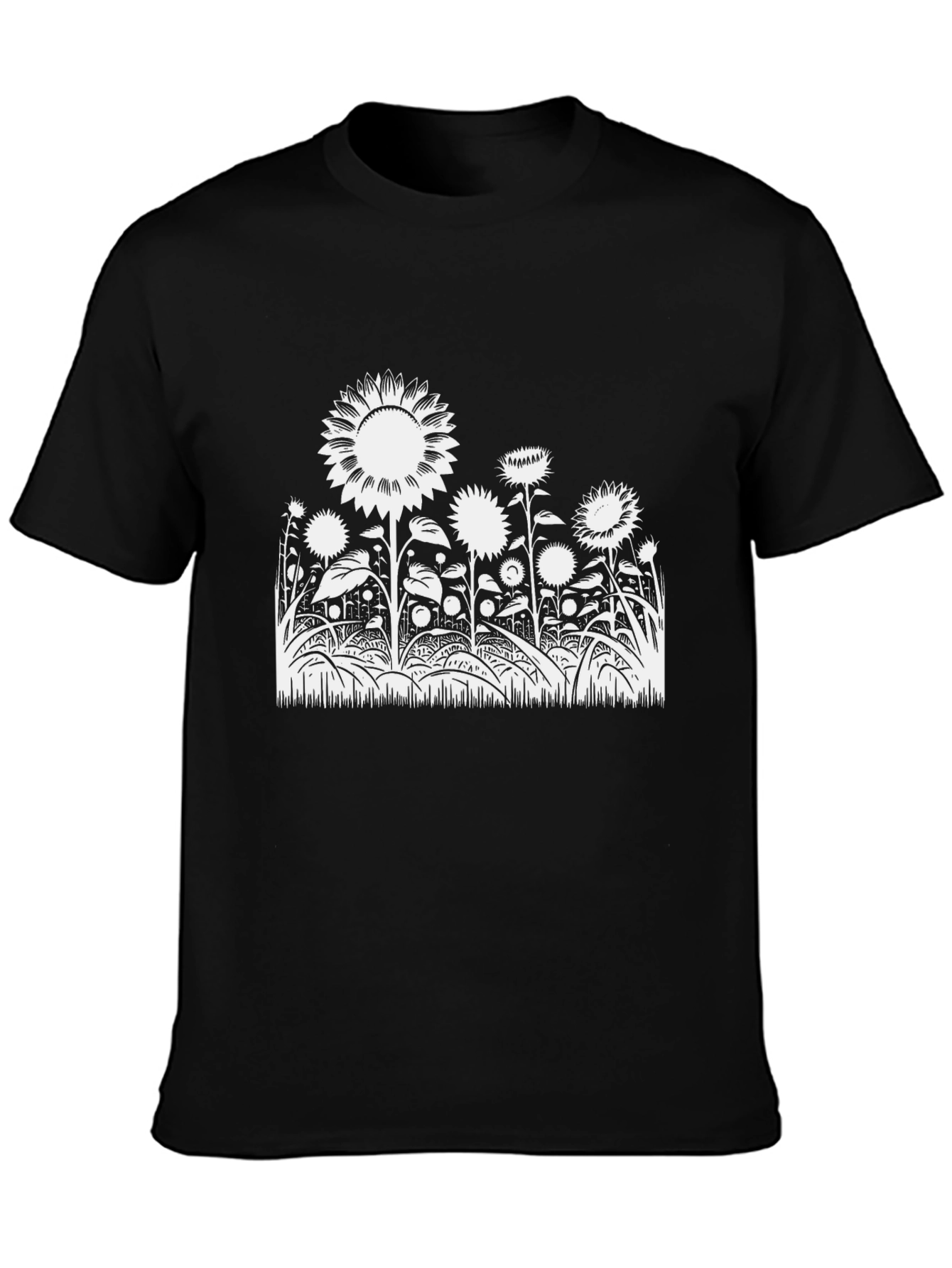 Black Sunflower Graphic Tee - Stylish Black Cotton T-Shirt view 3