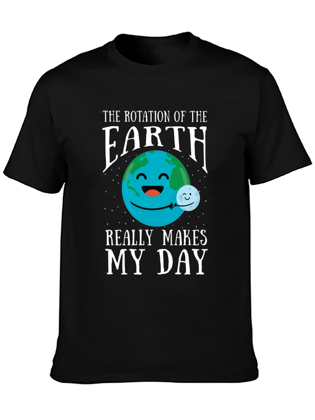 Black Funny Earth Rotation T-Shirt view 3