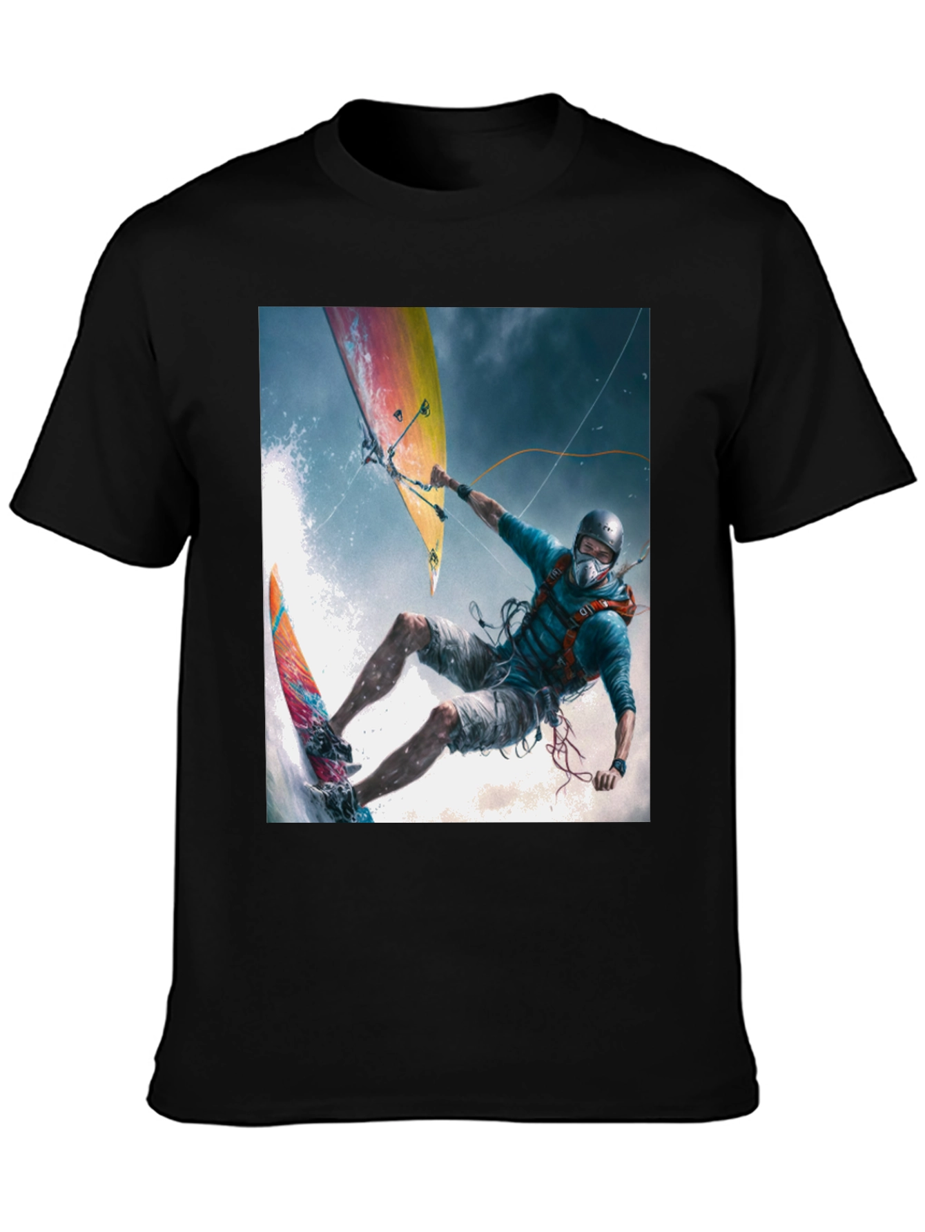Black Kitesurfing Graphic Tee - Black Cotton Blend view 3