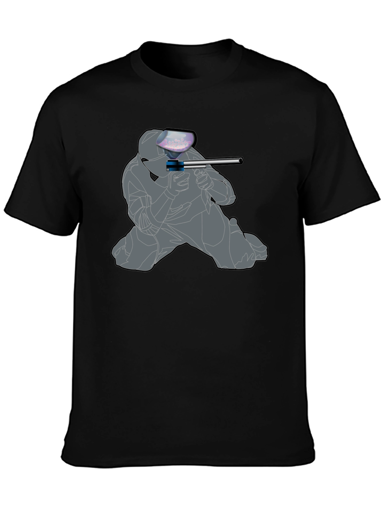 Black Paintball Player Graphic T-Shirt - Black view 3