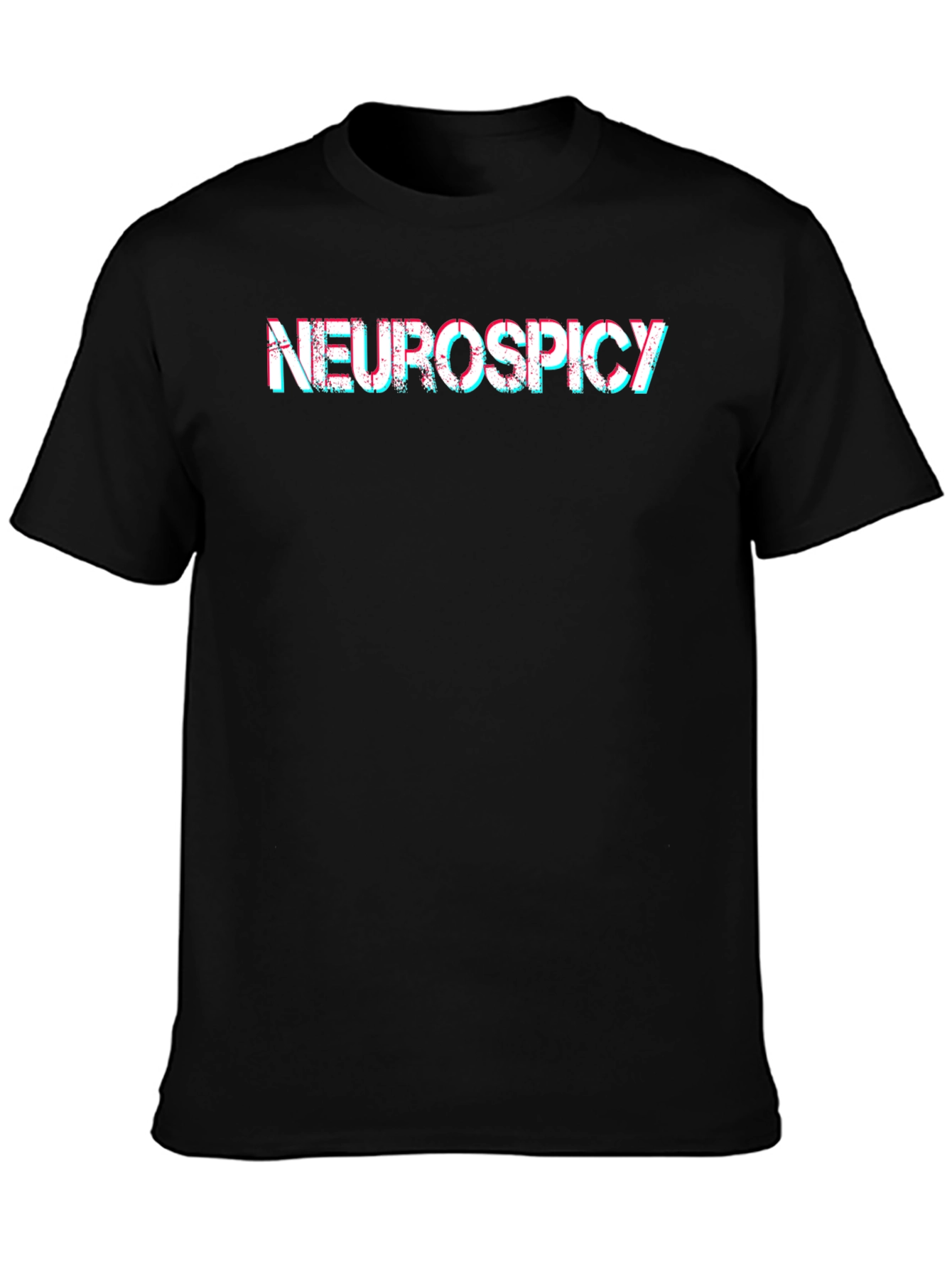 Black Neurospicy T-Shirt - Black Glitch Text Tee view 3