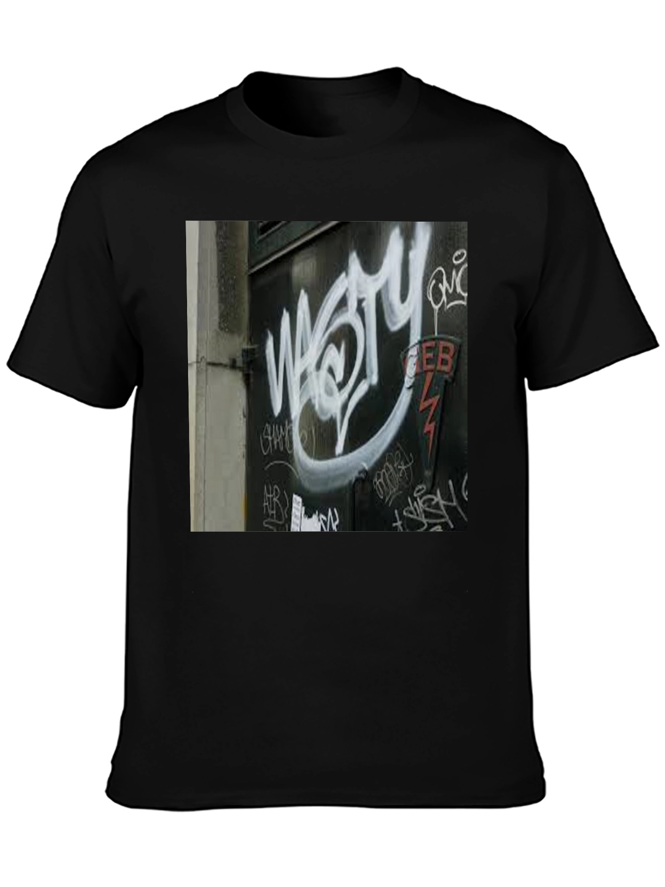 Black Urban Graffiti Tee - Street Art Style view 3