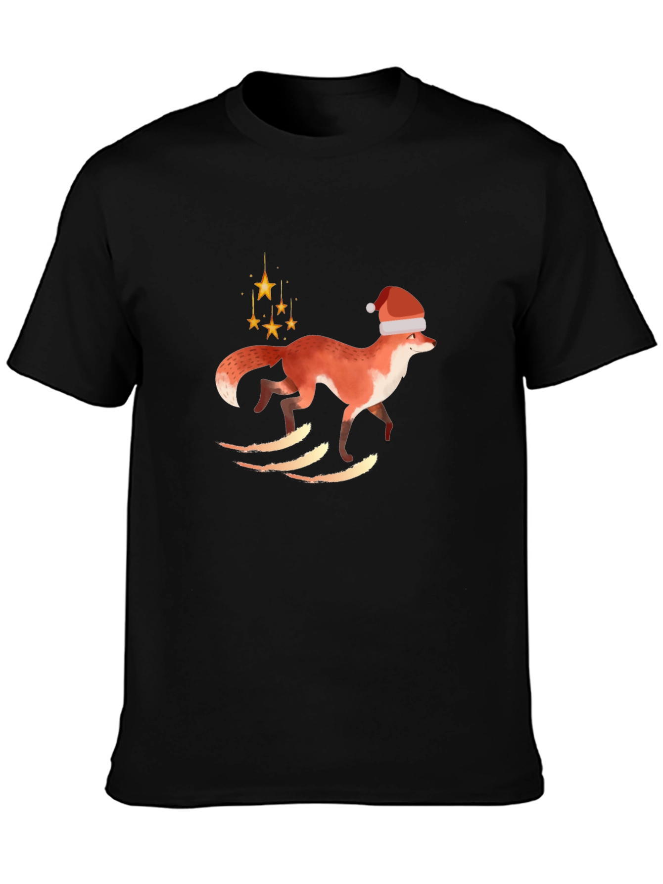 Black Festive Fox Tee - Holiday Style! view 3