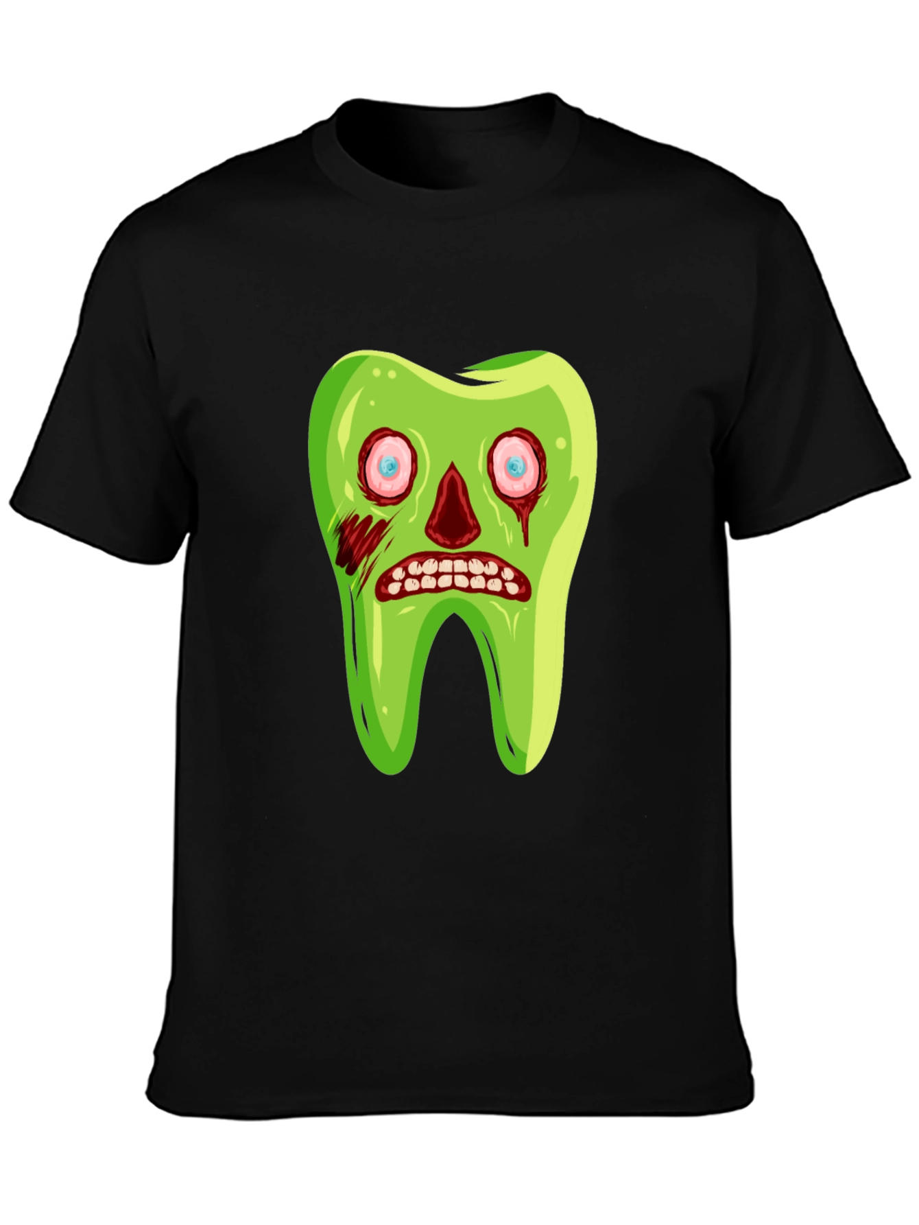 Black Zombie Tooth Graphic Tee - Novelty Halloween Shirt view 3
