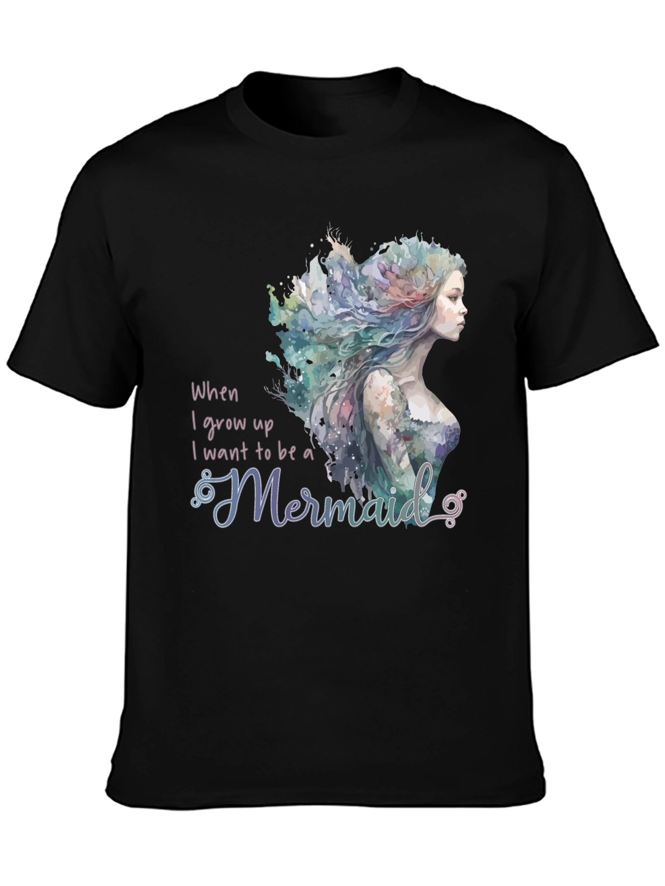 Black Mermaid Wish Graphic Tee - Black Crew Neck view 3