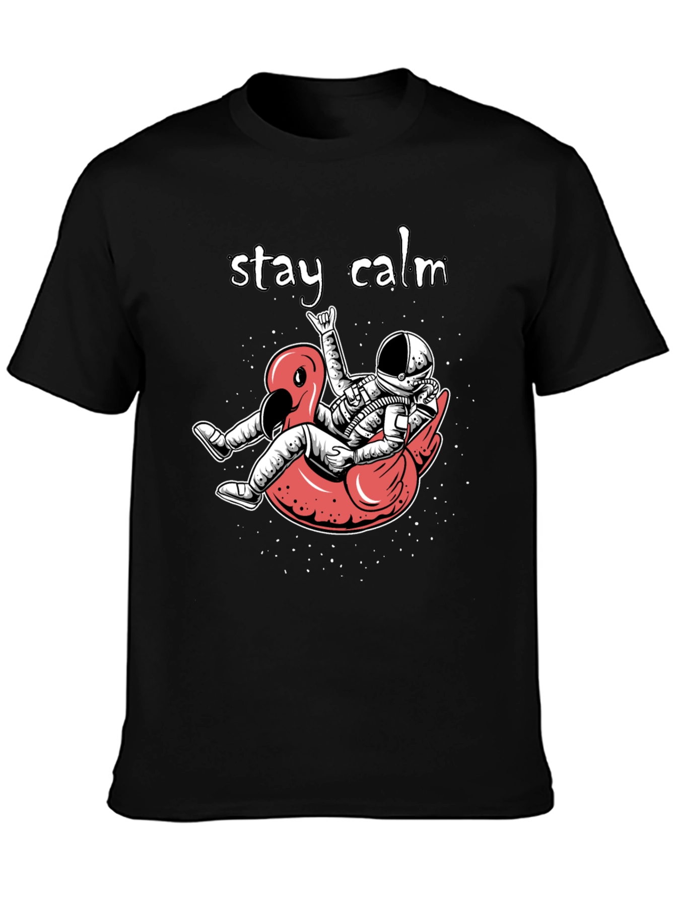 Stay Calm Astronaut Flamingo Graphic Tee - 3