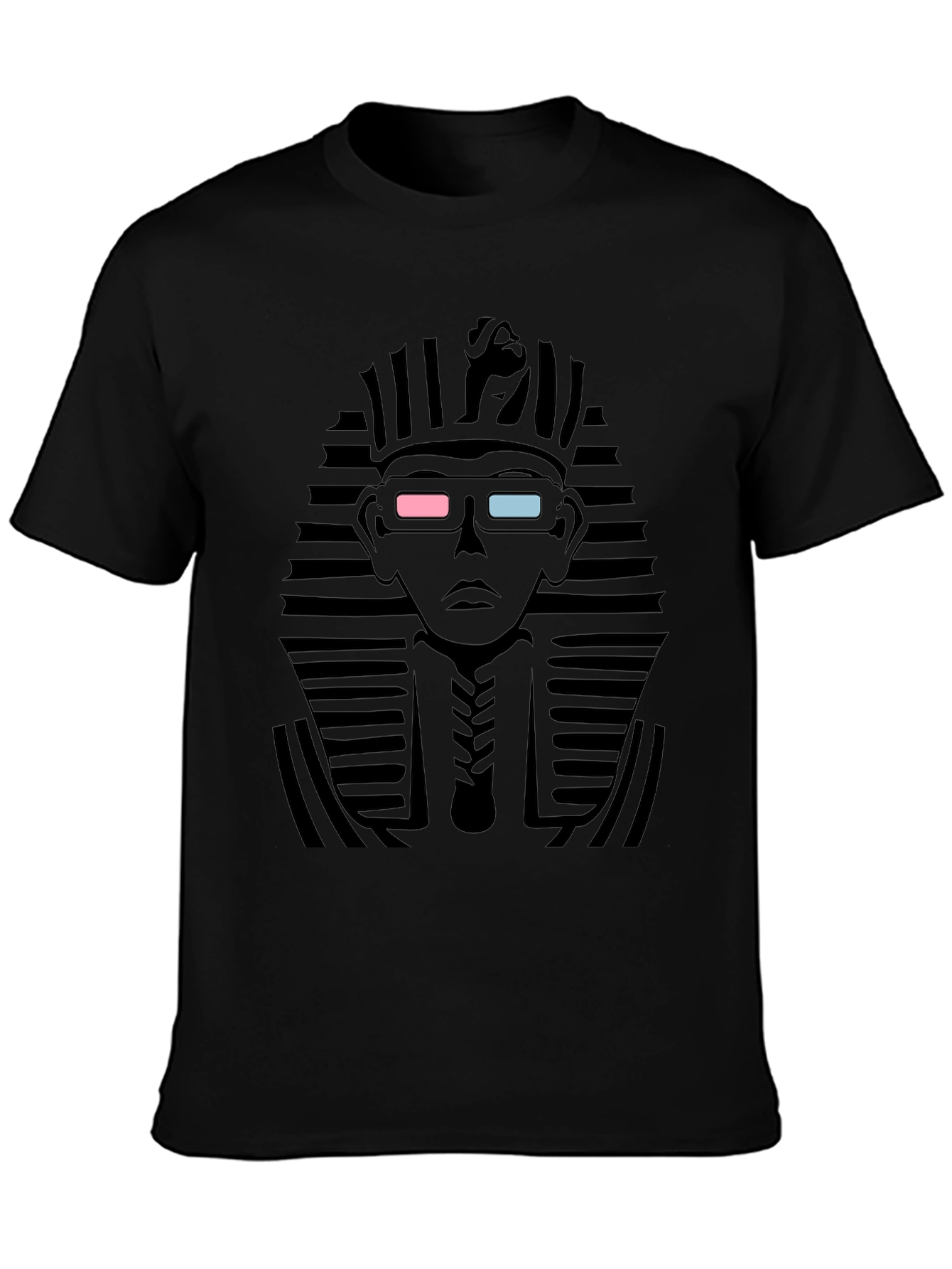 Black Anaglyph Pharaoh Graphic Tee - Black Cotton T-Shirt view 3