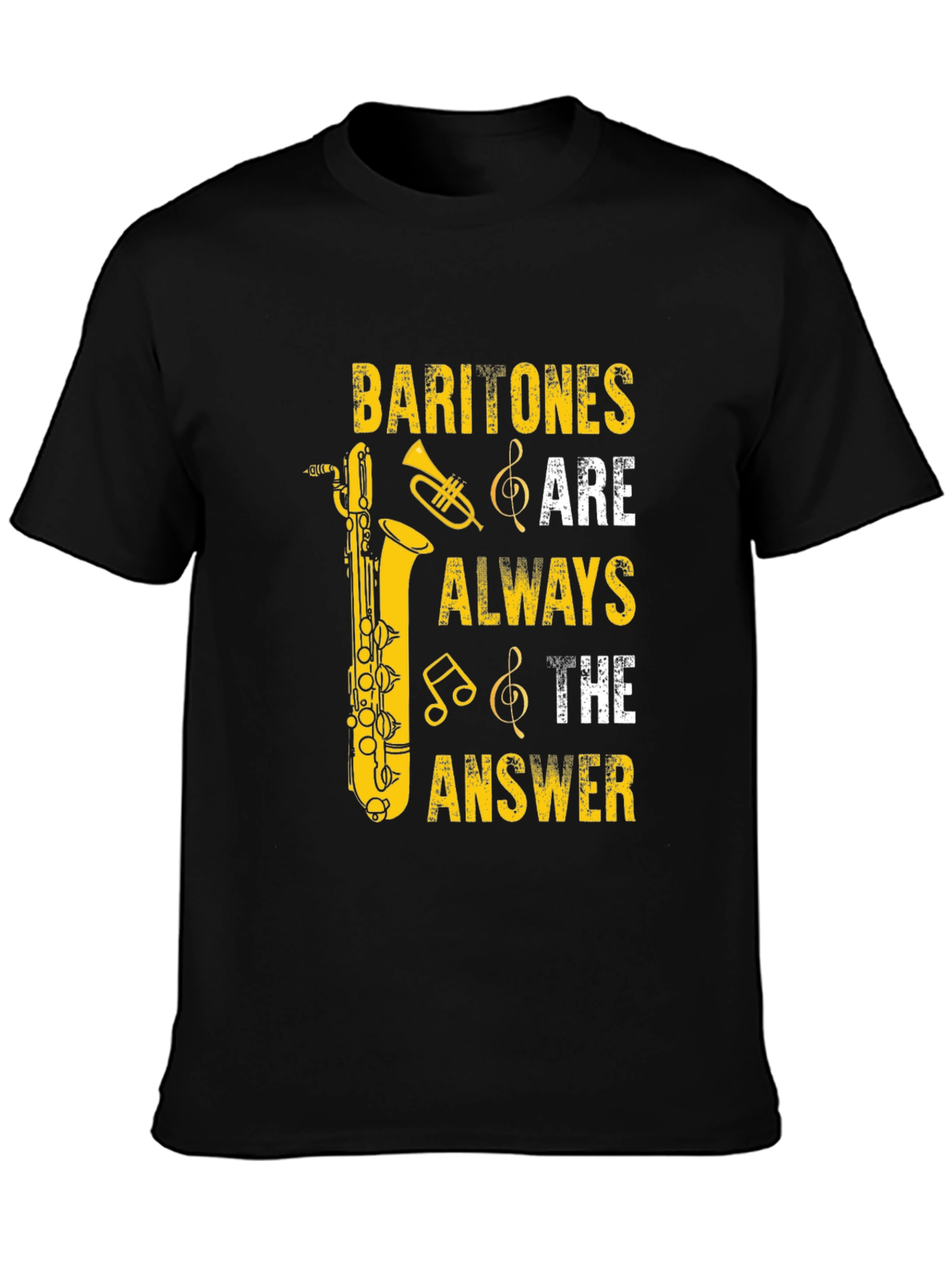 Black Baritone Saxophone Music Lover T-Shirt view 3