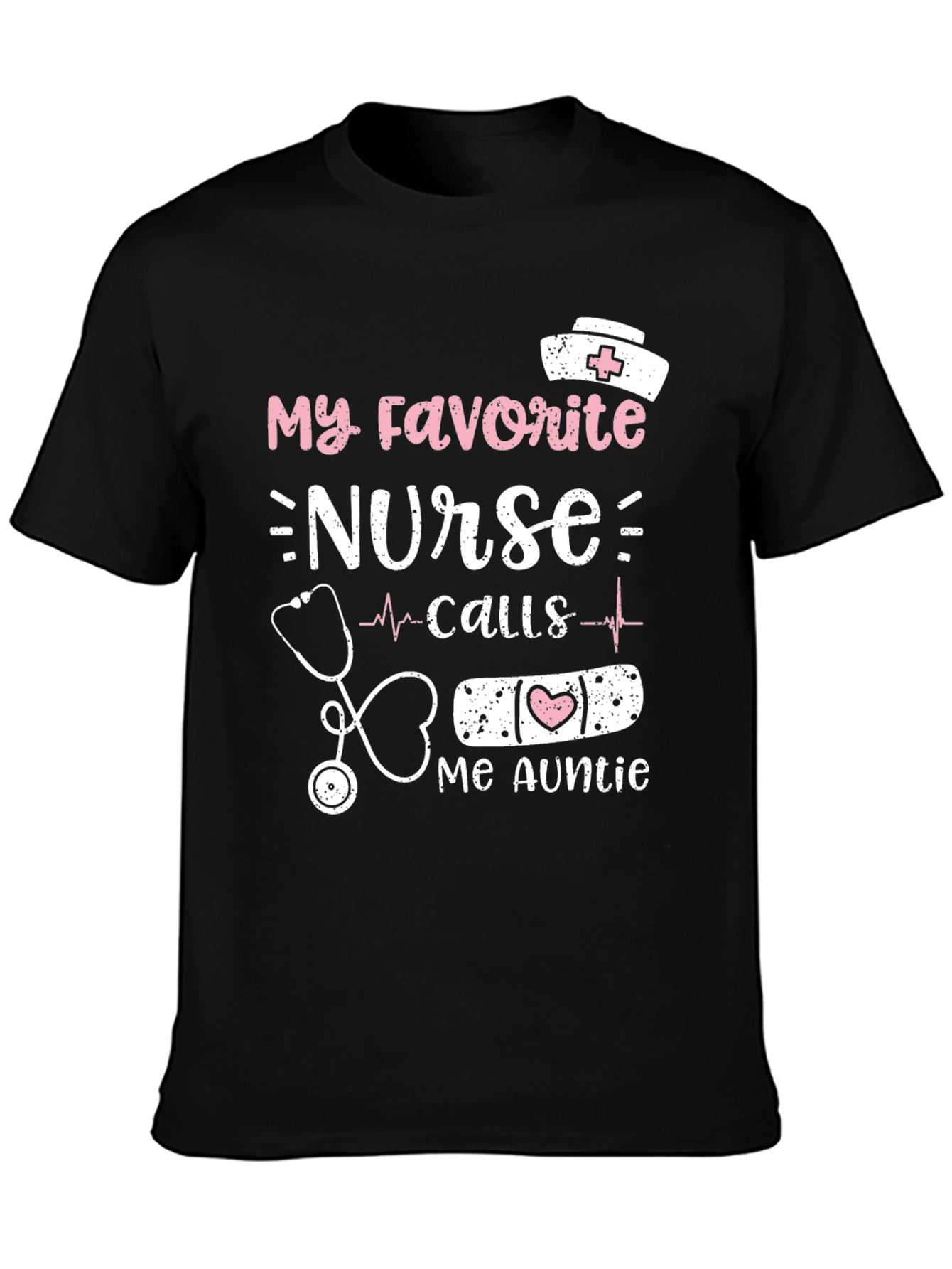 Black My Favorite Nurse Calls Me Auntie T-Shirt view 3