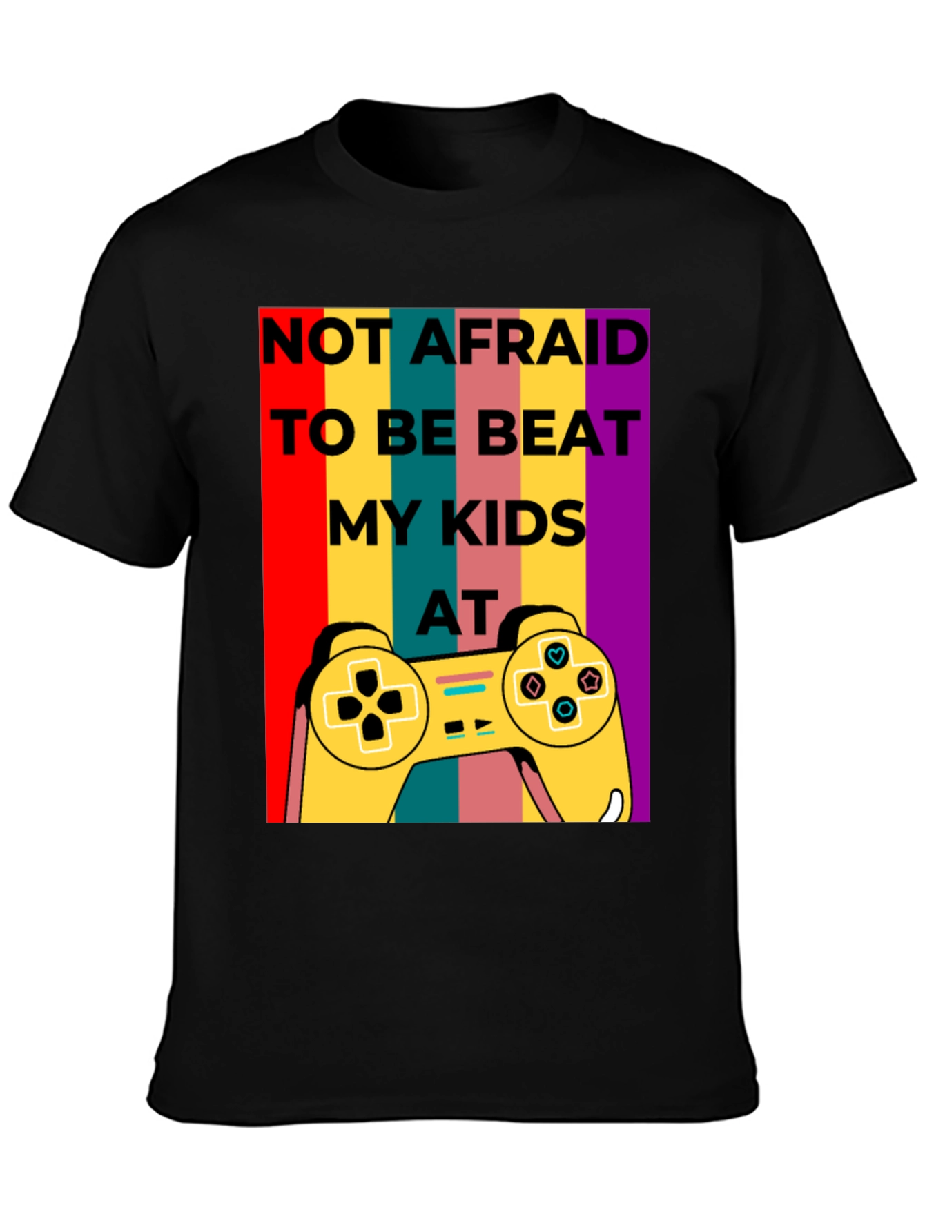 Black Not Afraid to Beat My Kids at Gaming T-Shirt view 3