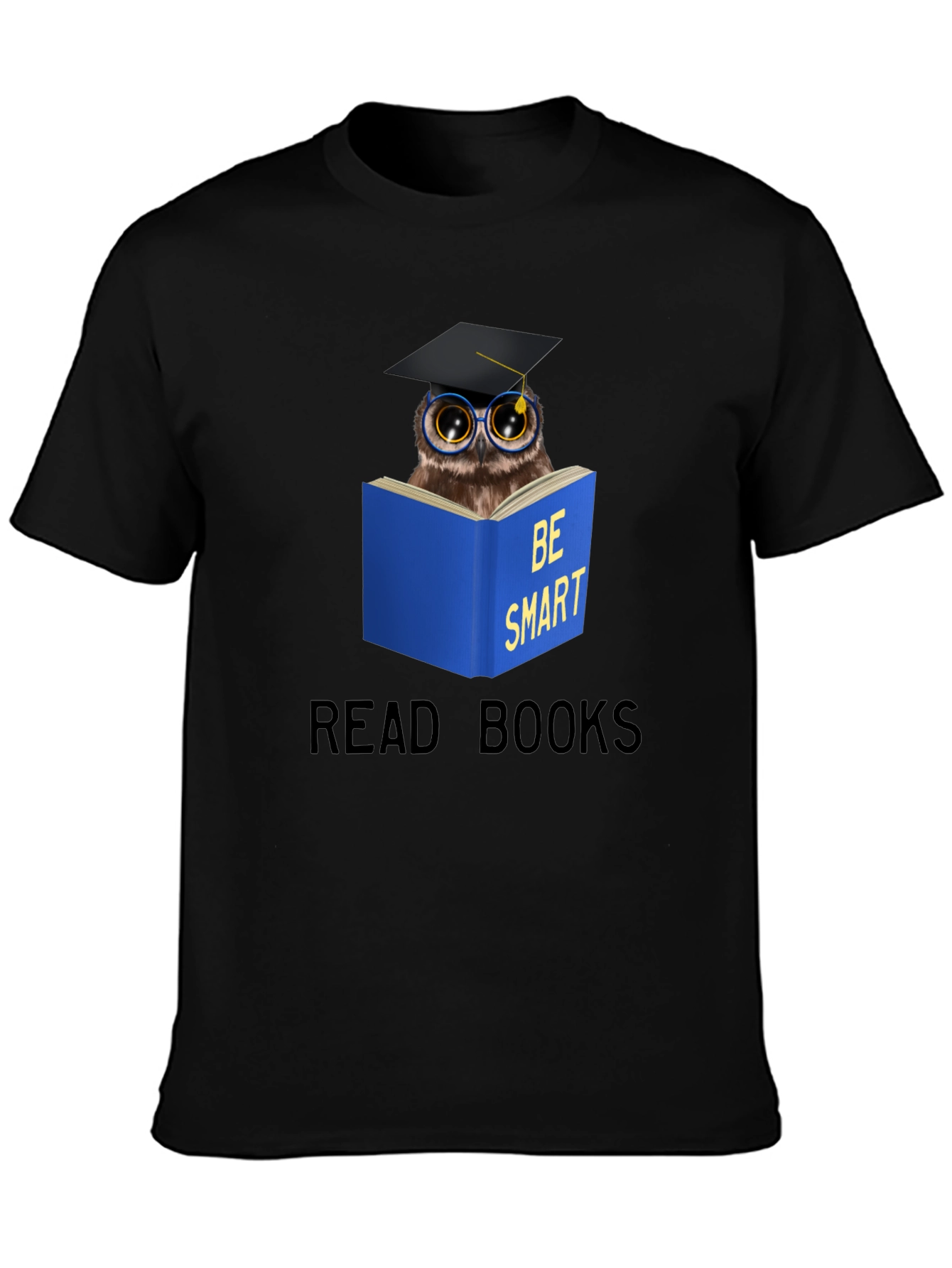 Black Be Smart Owl Reading T-Shirt view 3