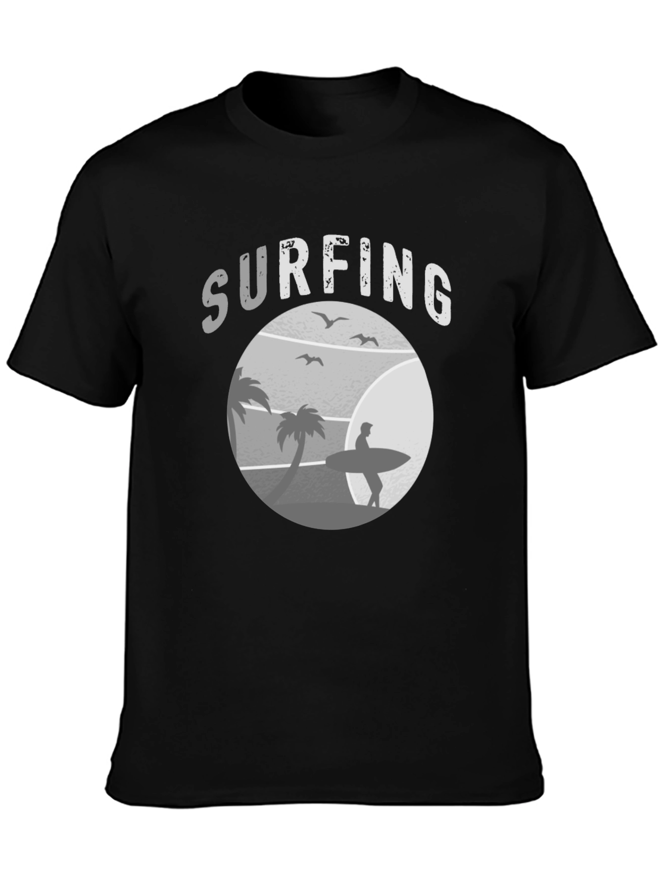 Black Surfing Scene Graphic Tee | Black view 3