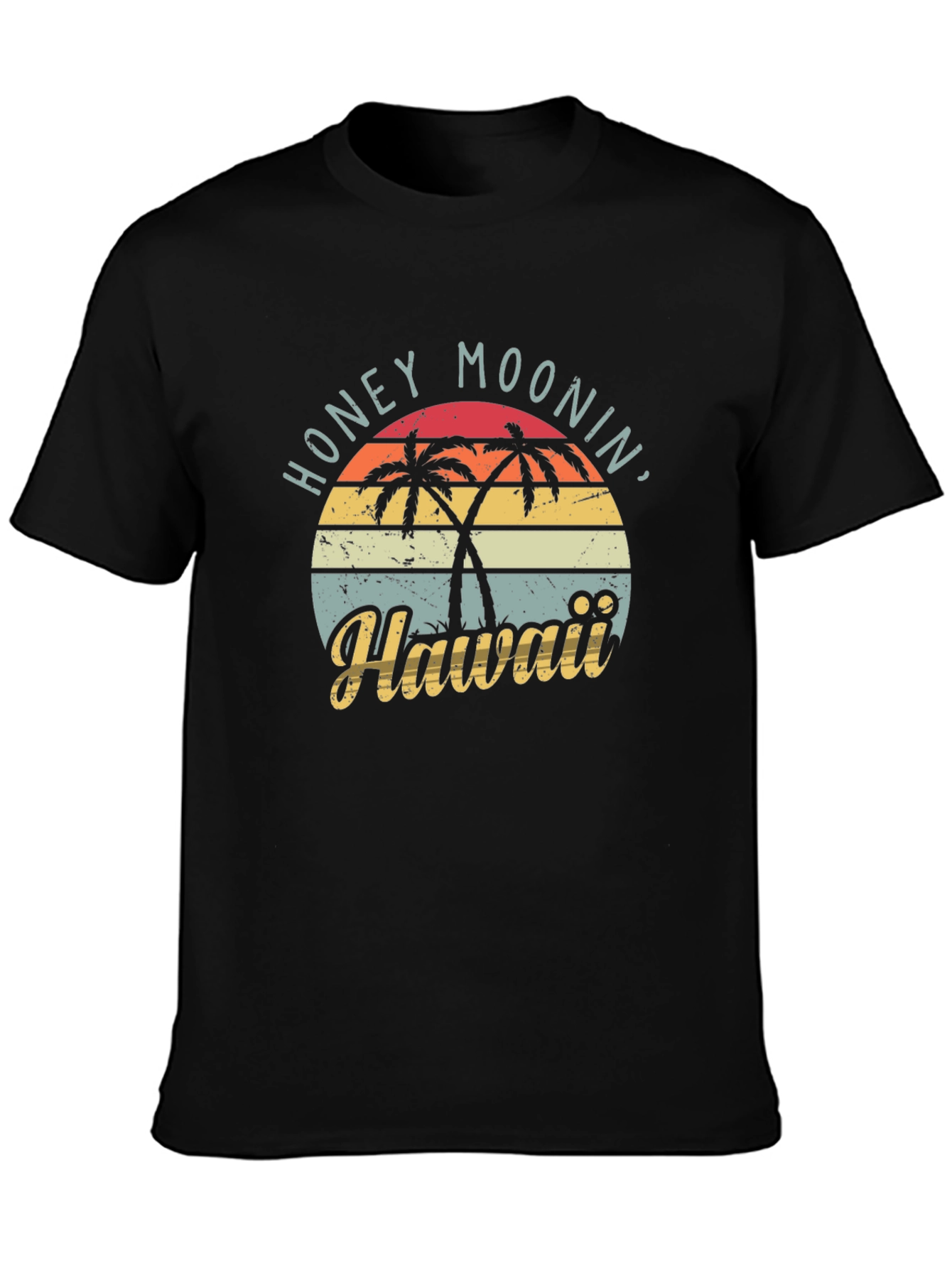 Black Retro Honeymoonin' Hawaii Graphic Tee - Black view 3