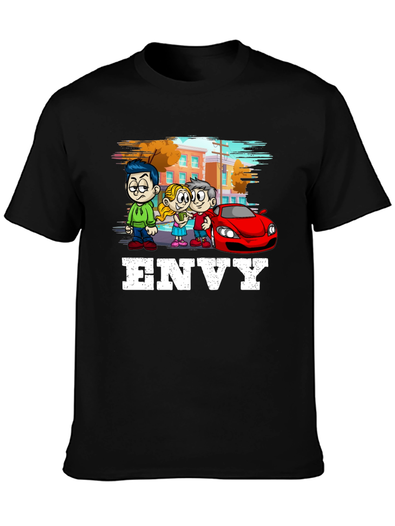 Black Envy Cartoon Graphic T-Shirt - Black Cotton Tee view 3