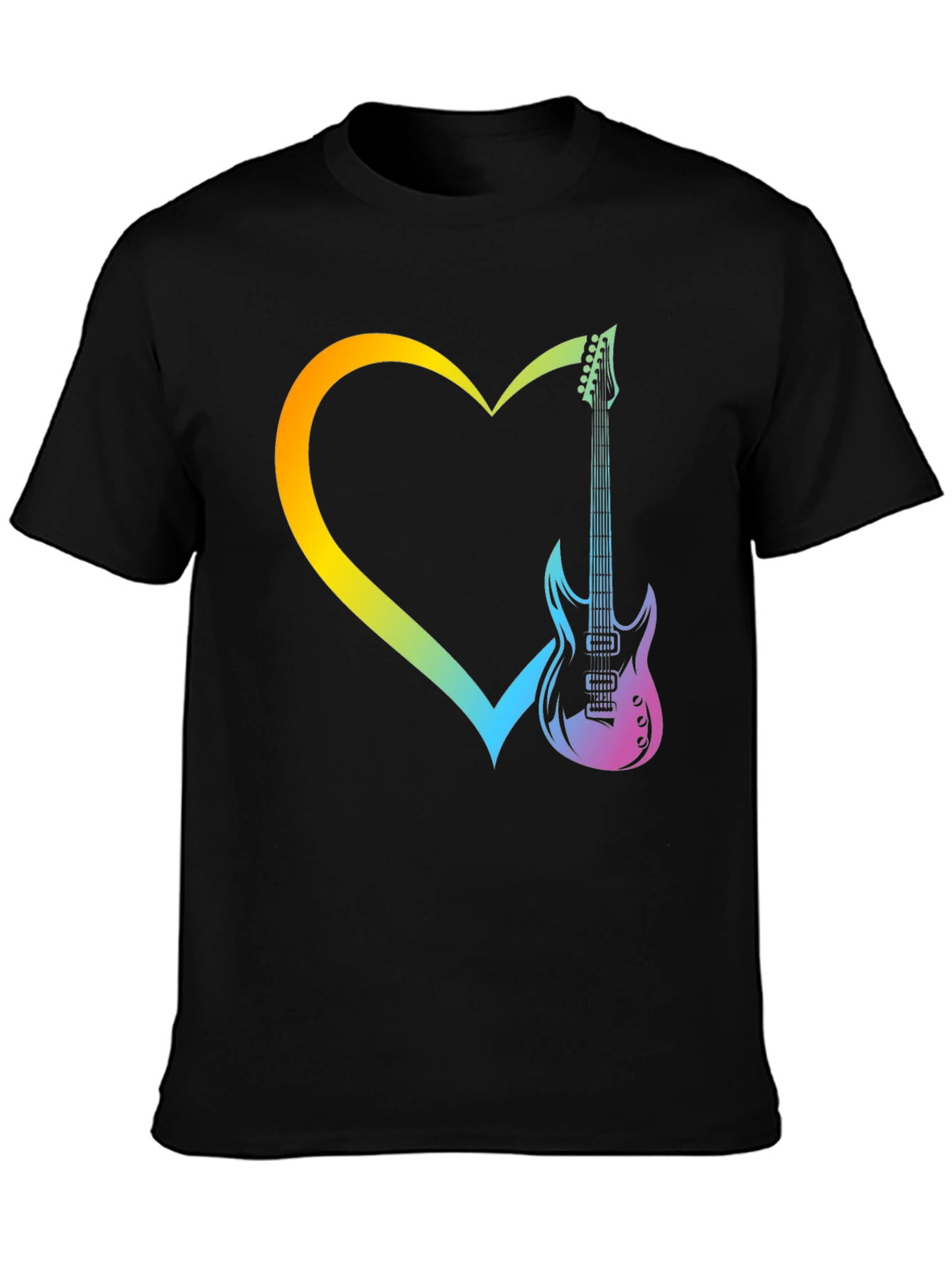 Black Guitar Heart Graphic Tee - Music Lover Shirt view 3