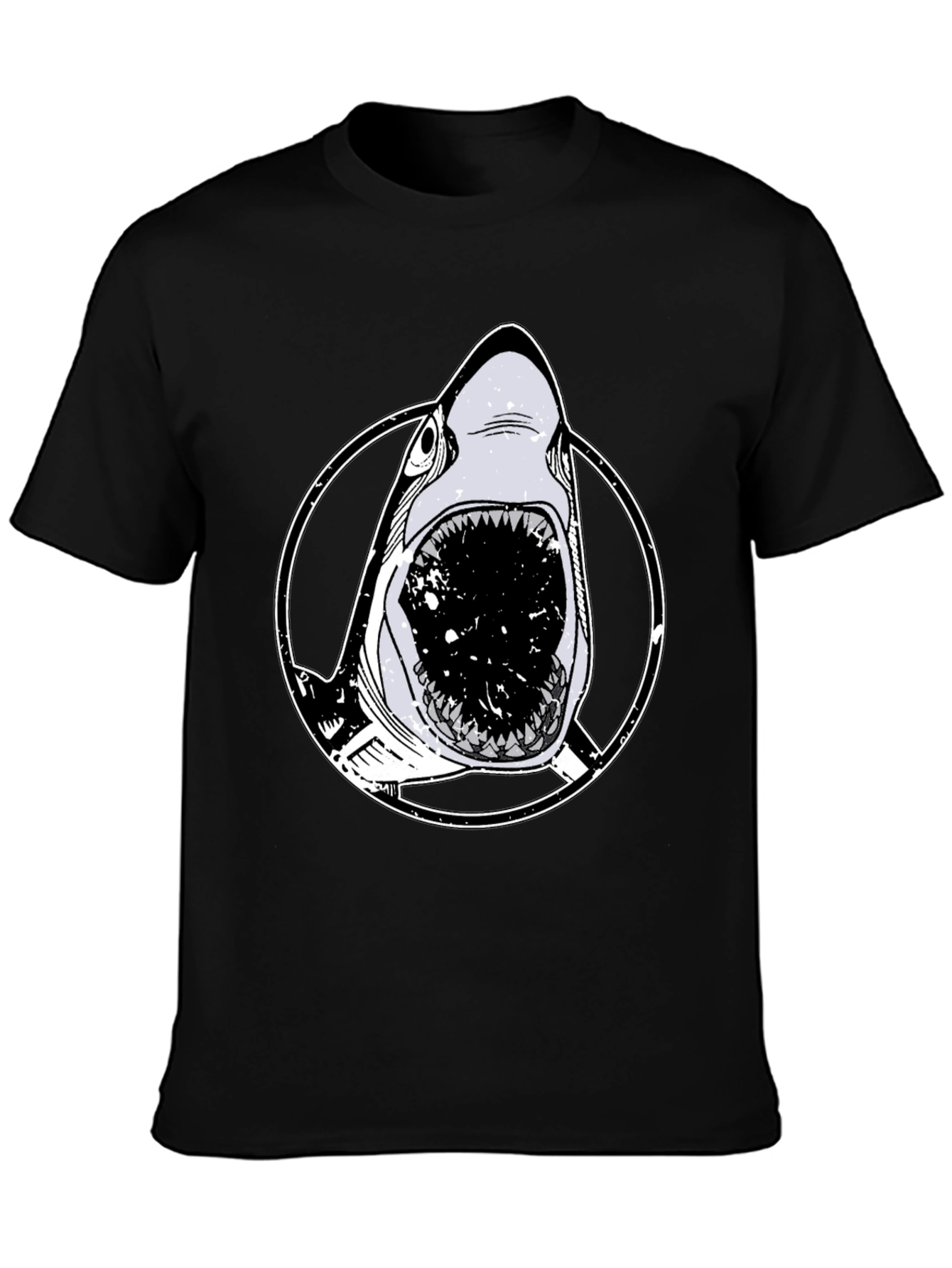 Black Men's Black Shark Graphic T-Shirt view 3
