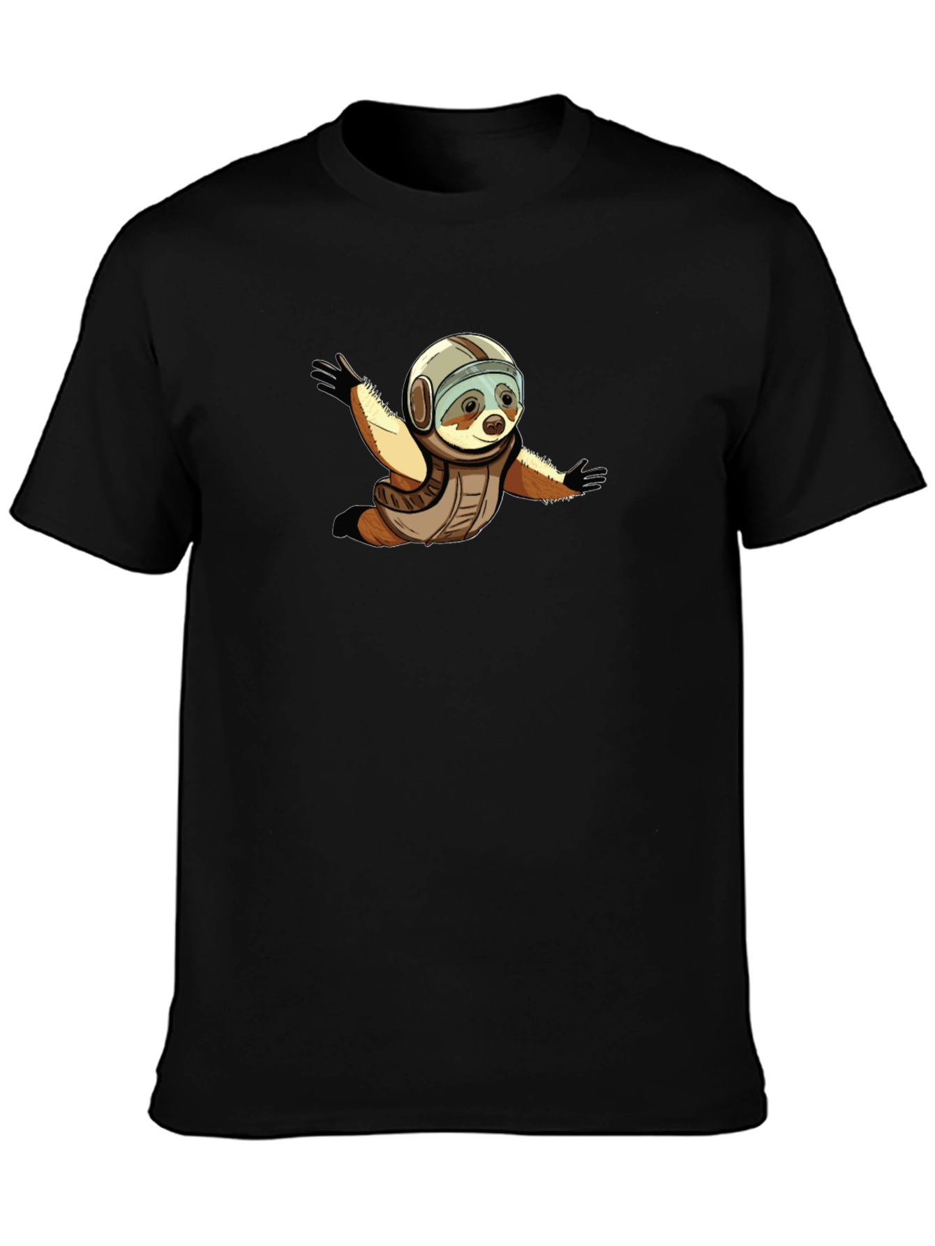 Black Sloth Skydiver Graphic T-Shirt - Black Cotton Tee view 3