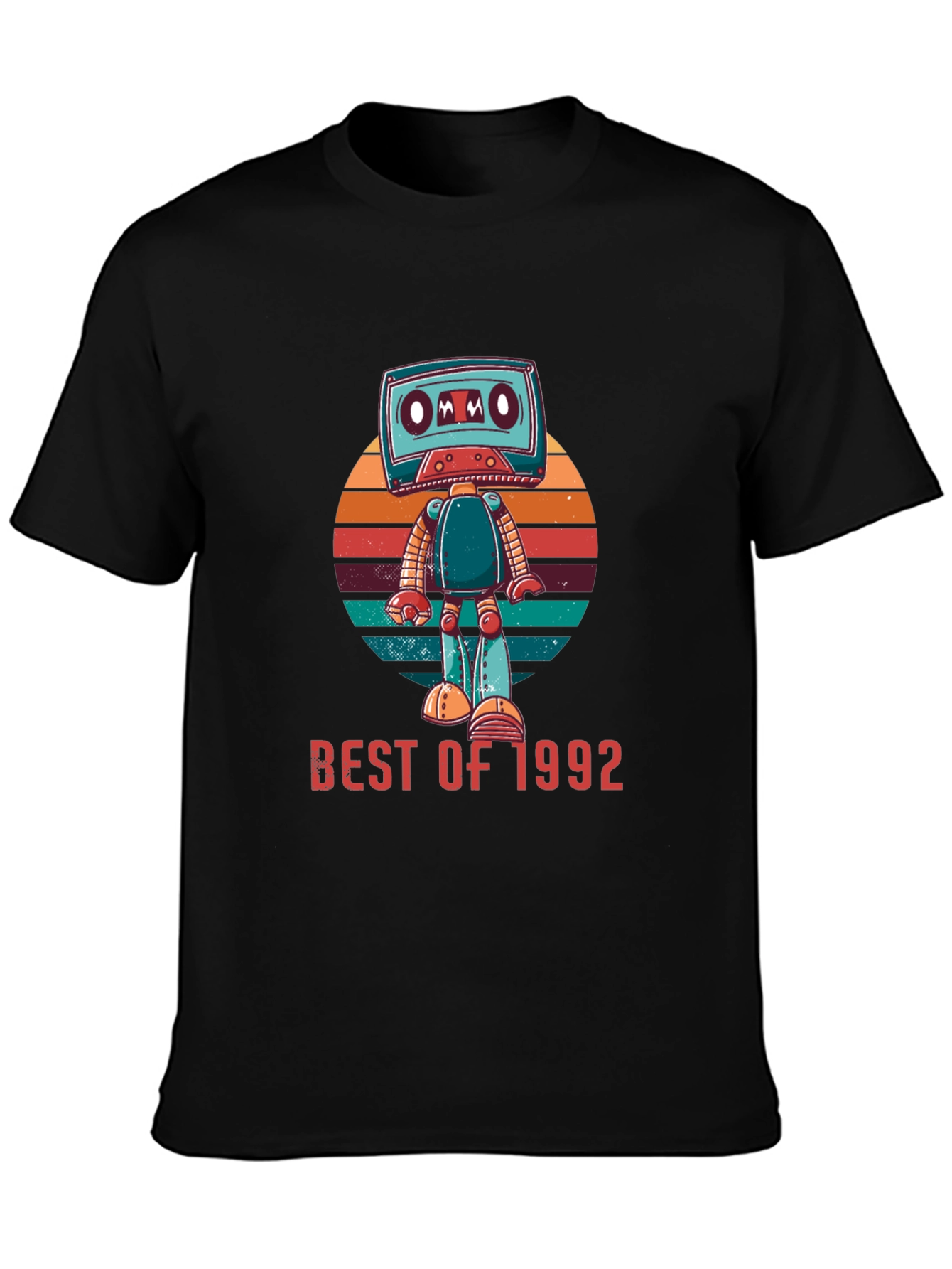 Black Best of 1992 Cassette Robot Graphic T-Shirt view 3