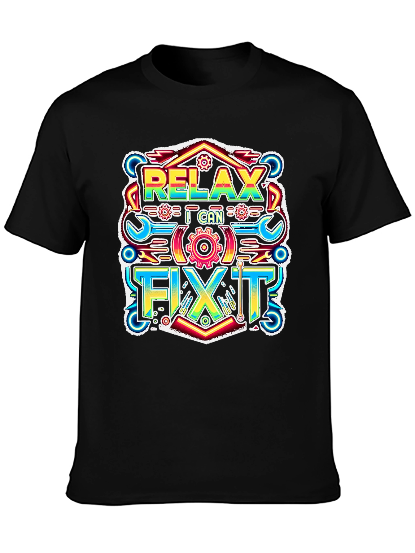 Black Relax I Can Fix It Graphic T-Shirt view 3
