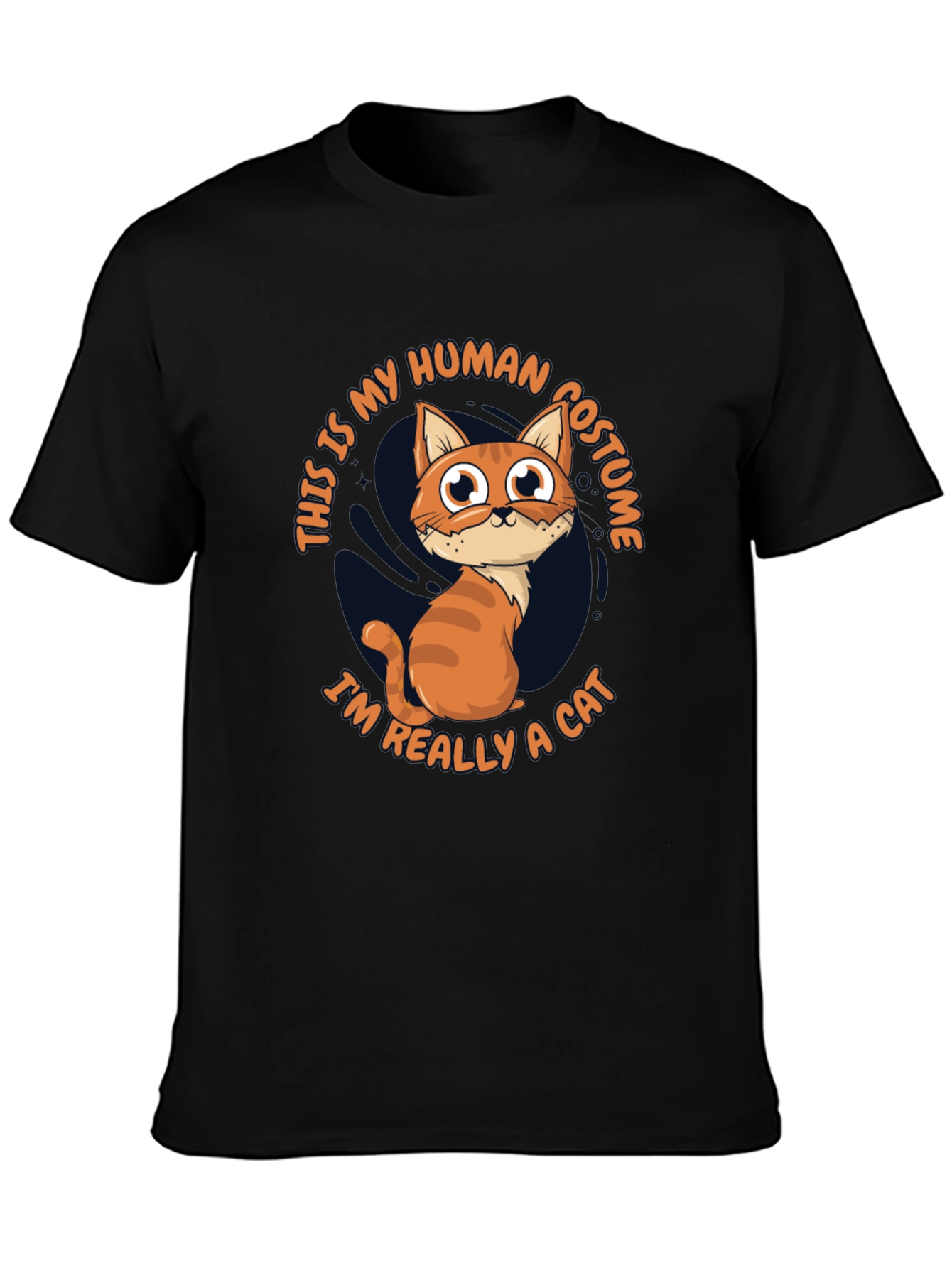 Black Funny Cat Human Costume T-Shirt view 3