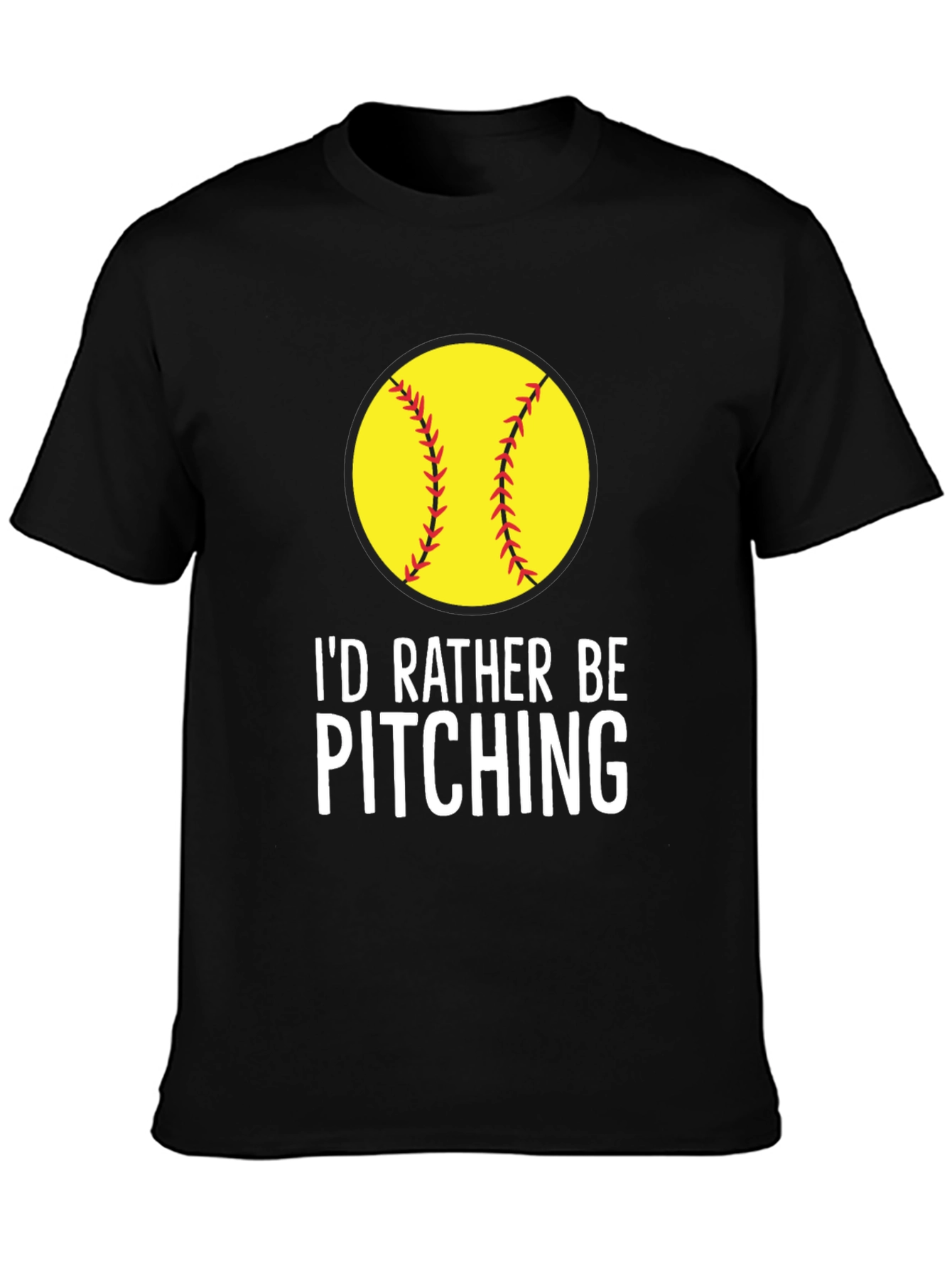 Black I'd Rather Be Pitching Softball T-Shirt view 3