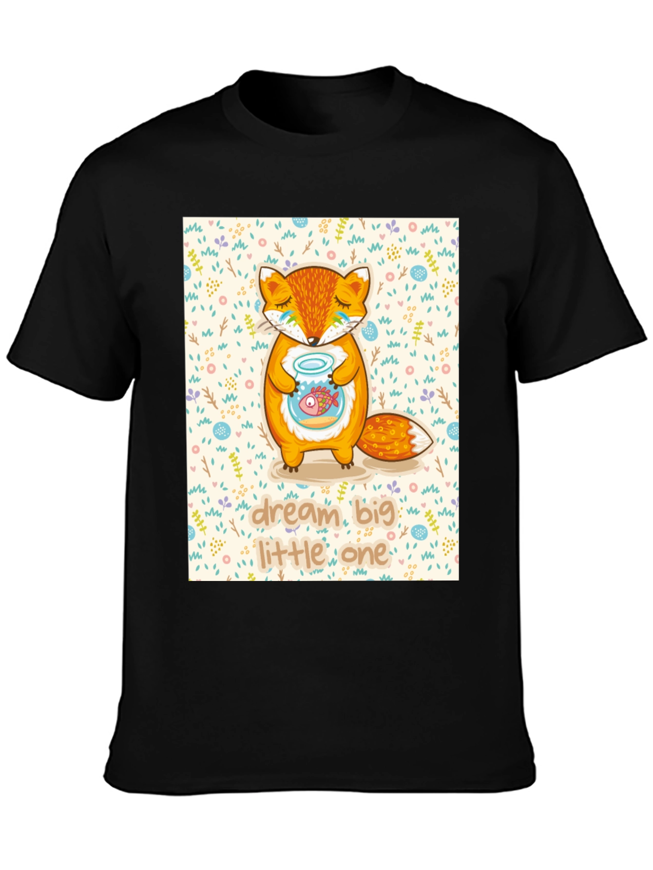 Black Dream Big Little One Fox Graphic Tee view 3
