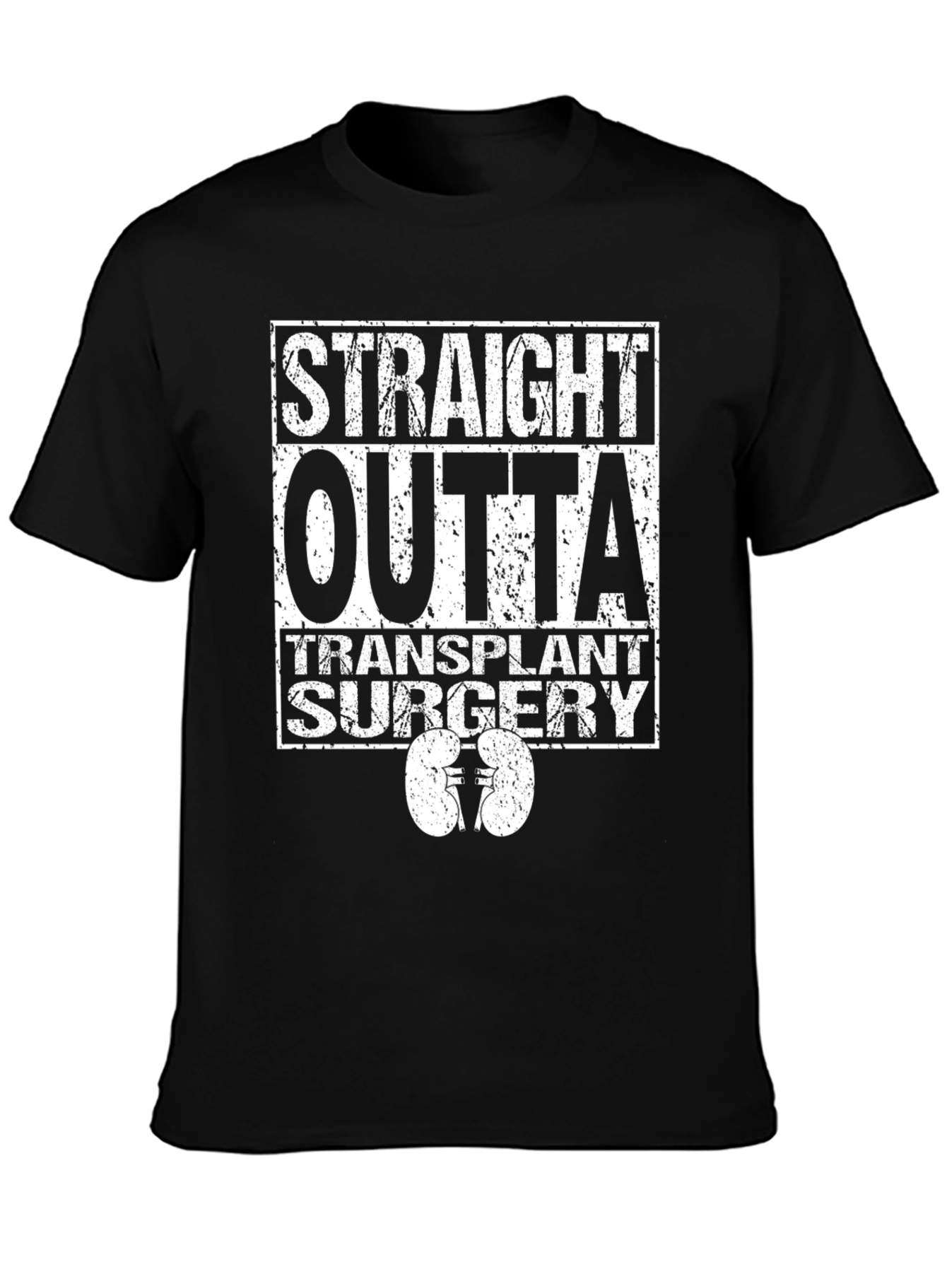 Black Straight Outta Transplant Surgery Graphic T-Shirt view 3