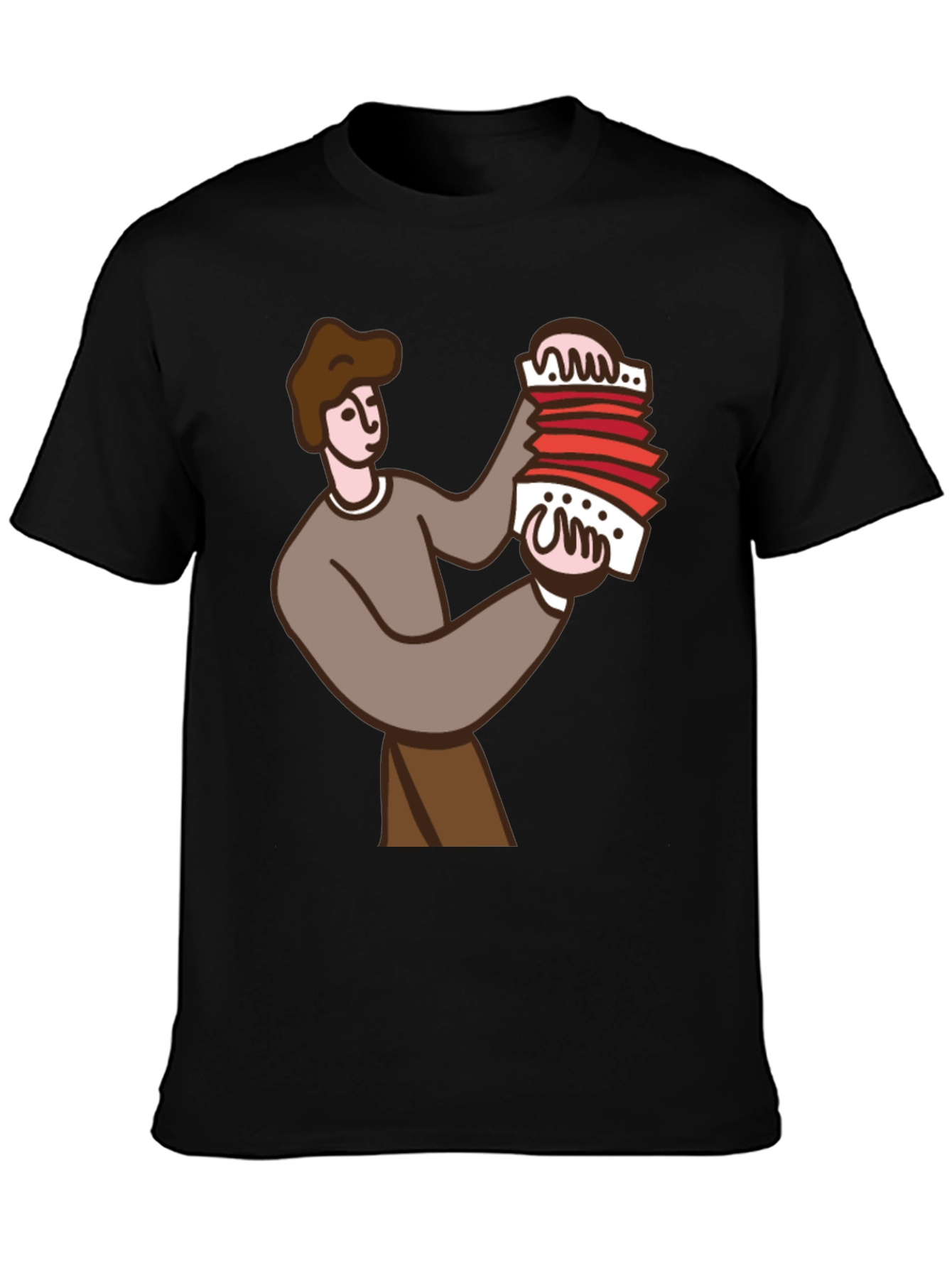 Black Accordion Player Graphic Tee - Black view 3