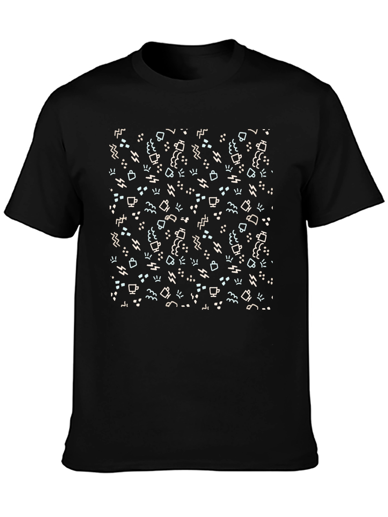 Black Patterned Black T-Shirt view 3