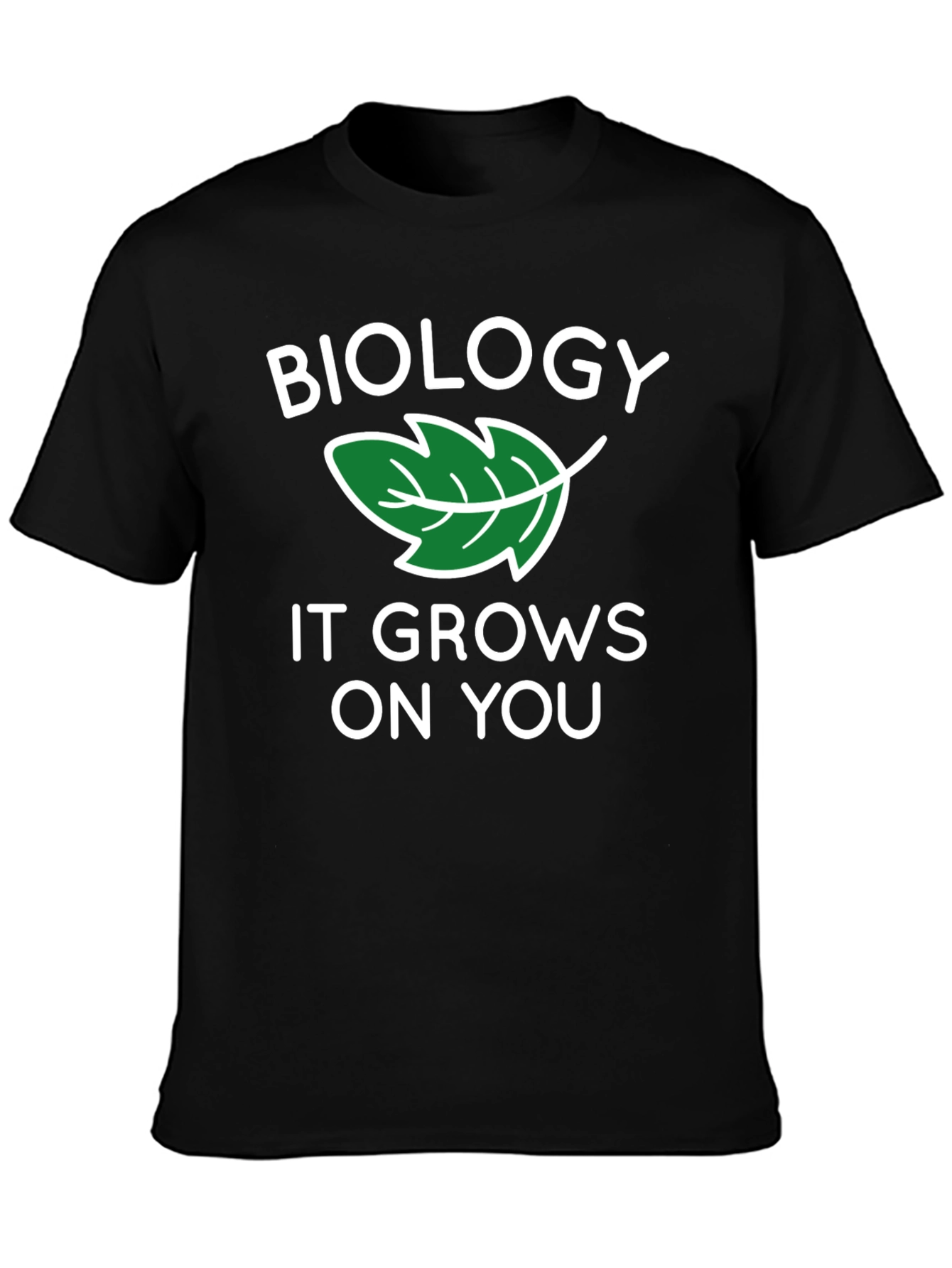 Black Biology Leaf Graphic T-Shirt view 3