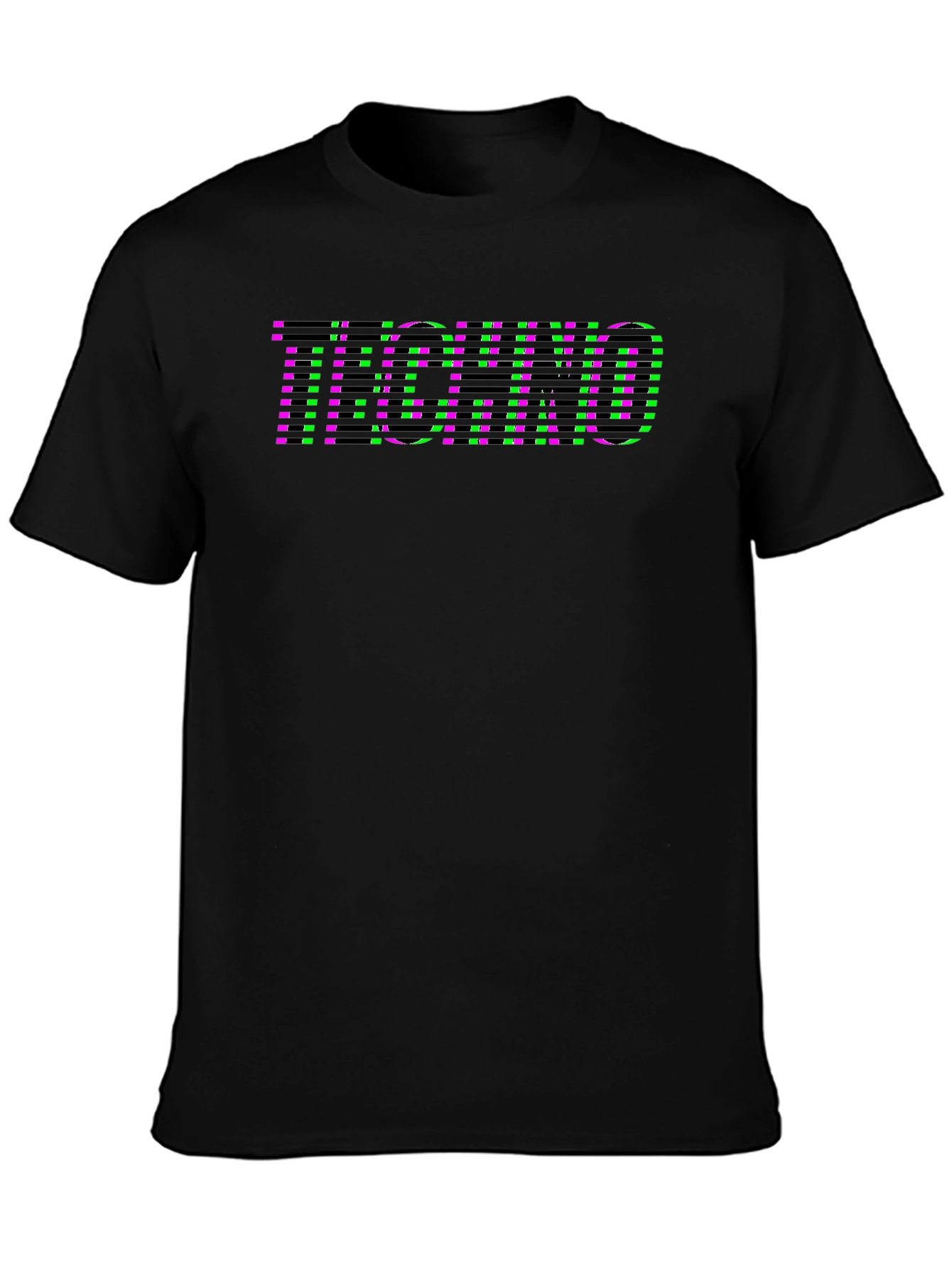 Black Techno Graphic Print Black T-Shirt view 3