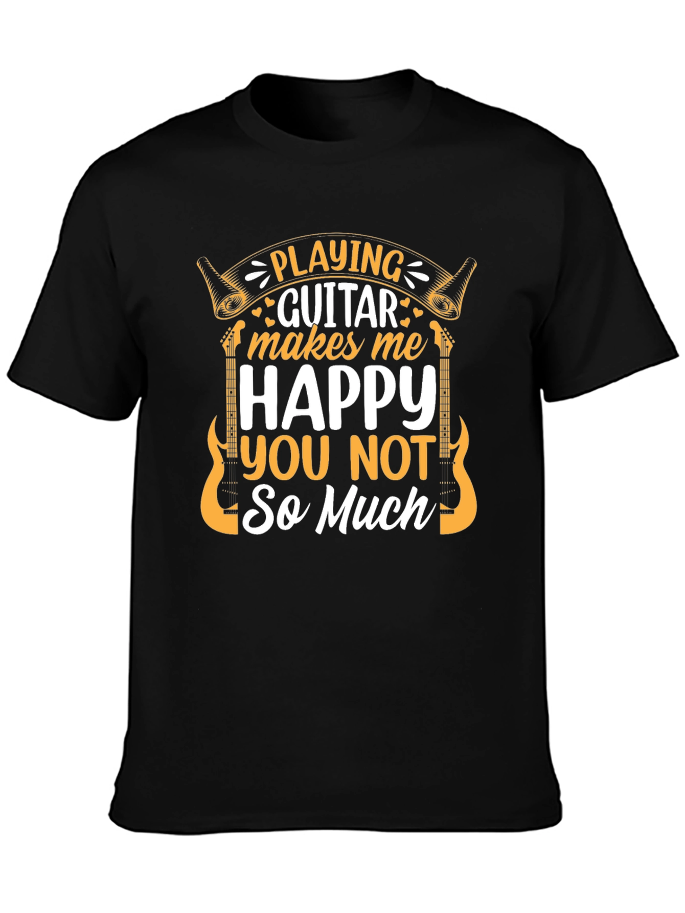 Black Playing Guitar Makes Me Happy T-Shirt view 3