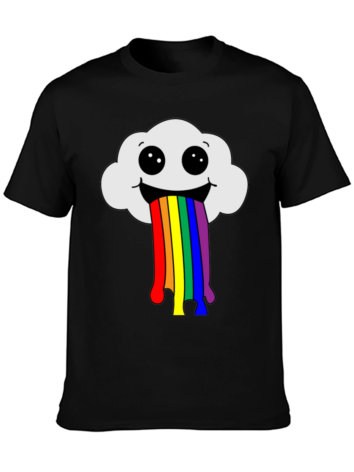 Black Rainbow Cloud T-Shirt - Fun Graphic Tee view 3