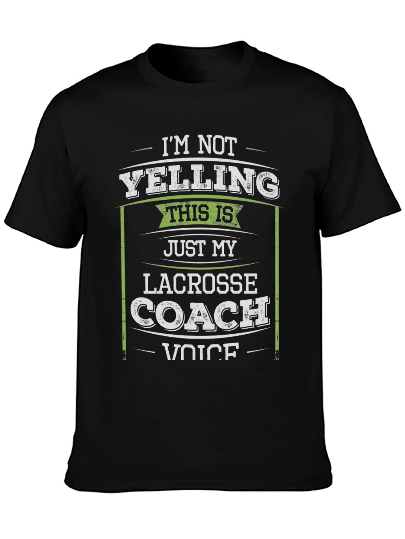 Black Lacrosse Coach Novelty T-Shirt - Funny Coach Voice view 3