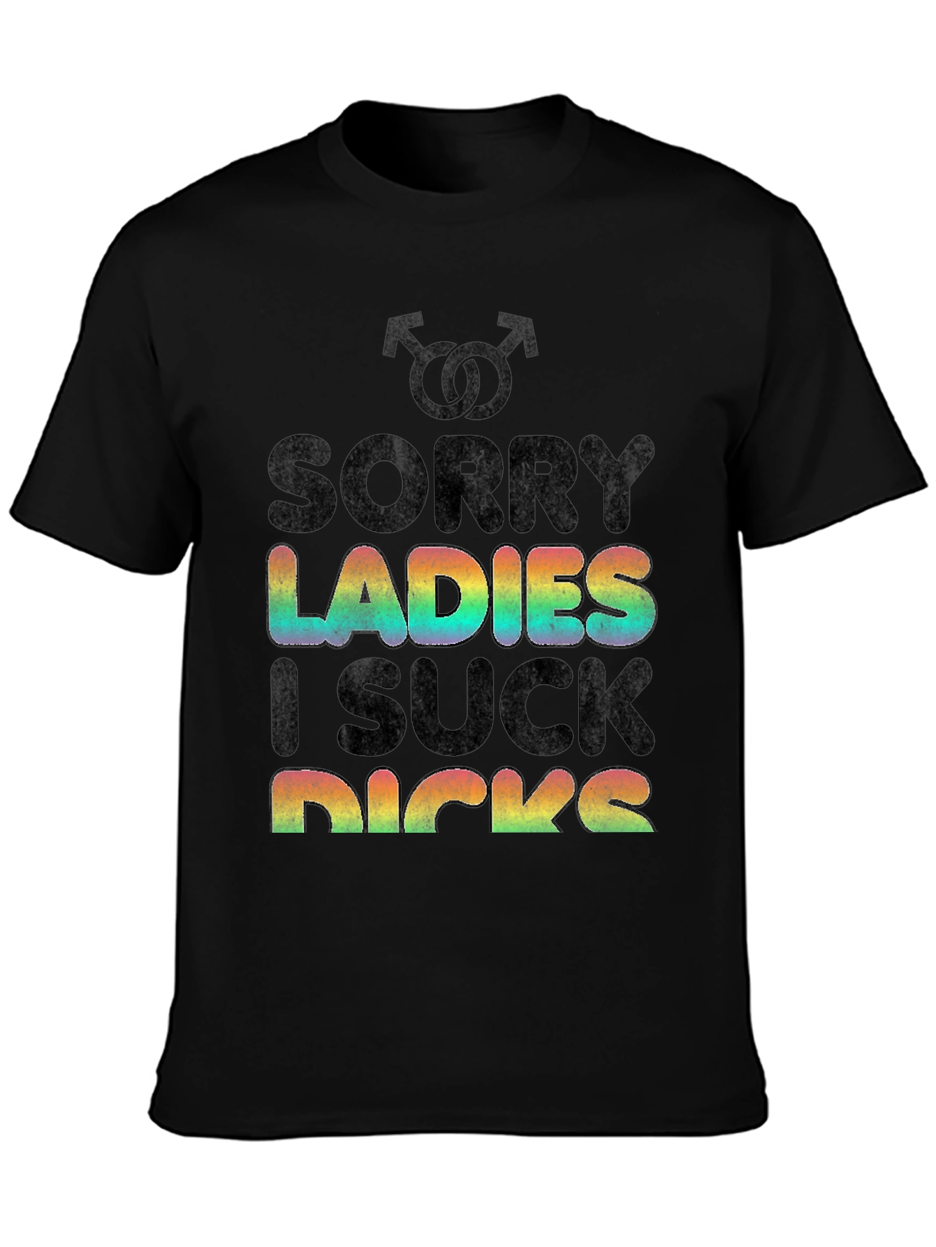 Black Sorry Ladies LGBT Pride Rainbow Graphic T-Shirt view 3