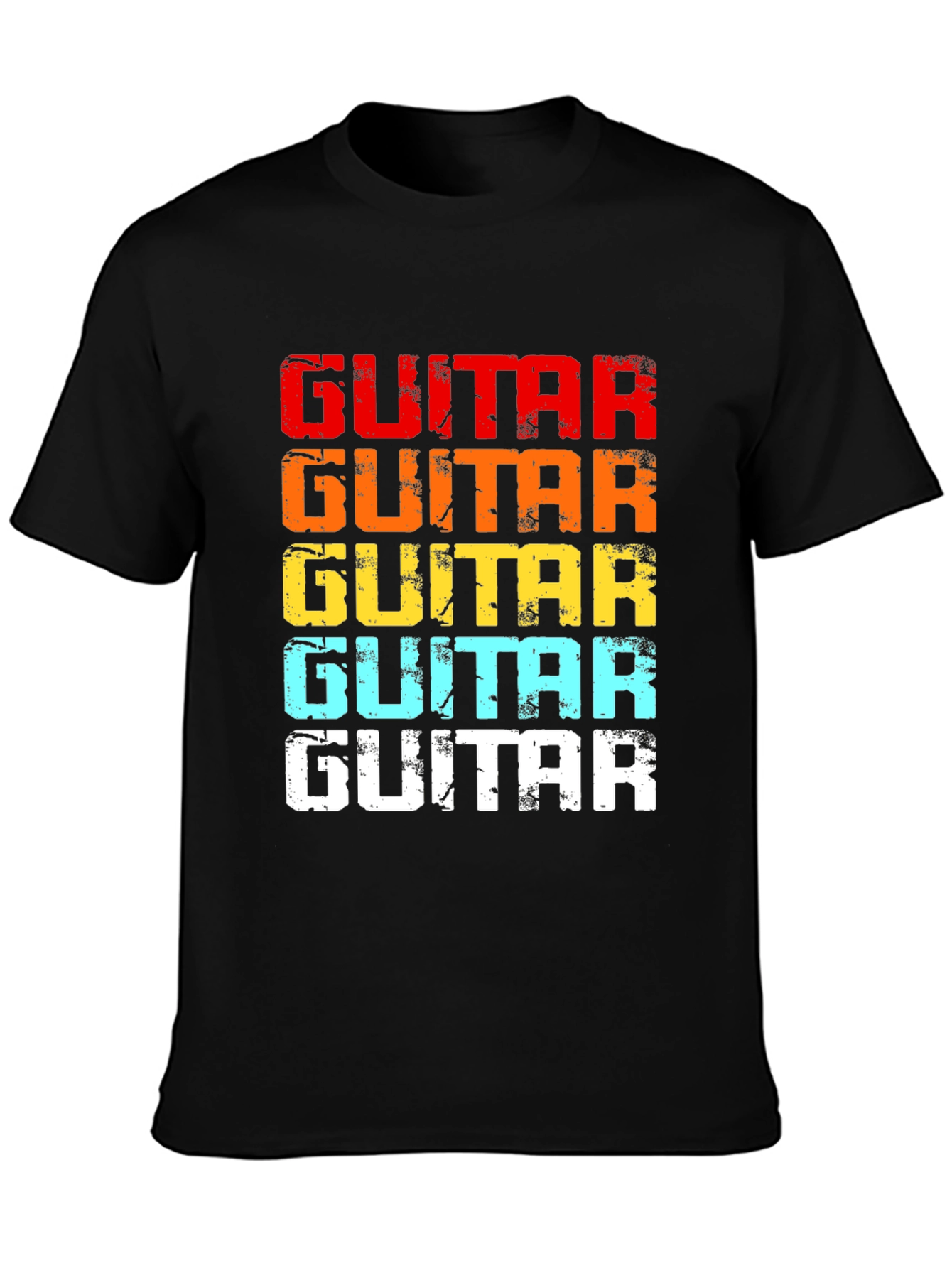 Black Retro Guitar T-Shirt - Colorful Music Lover Tee view 3
