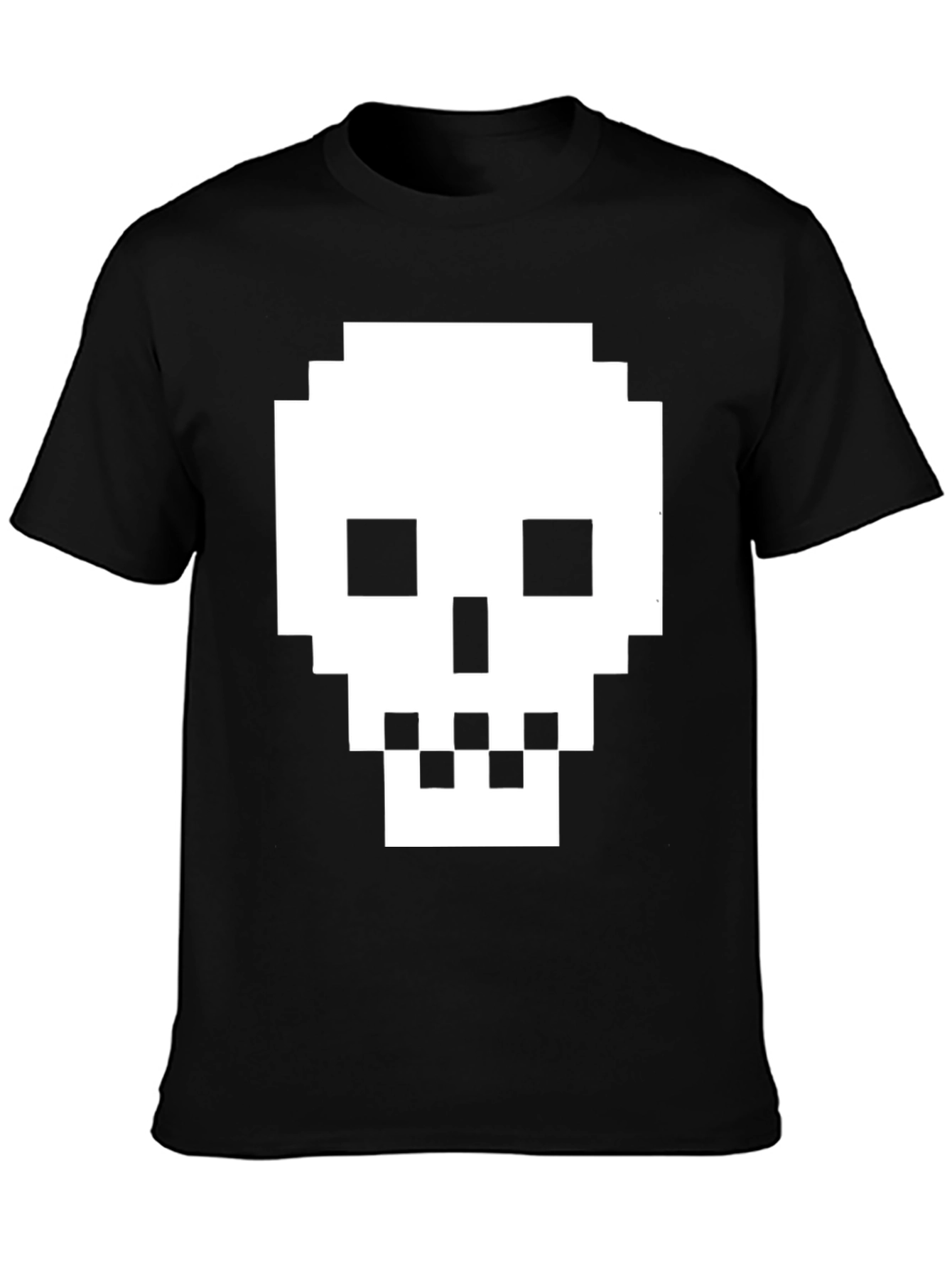 Black Pixelated Skull T-Shirt - Retro Gaming Tee view 3