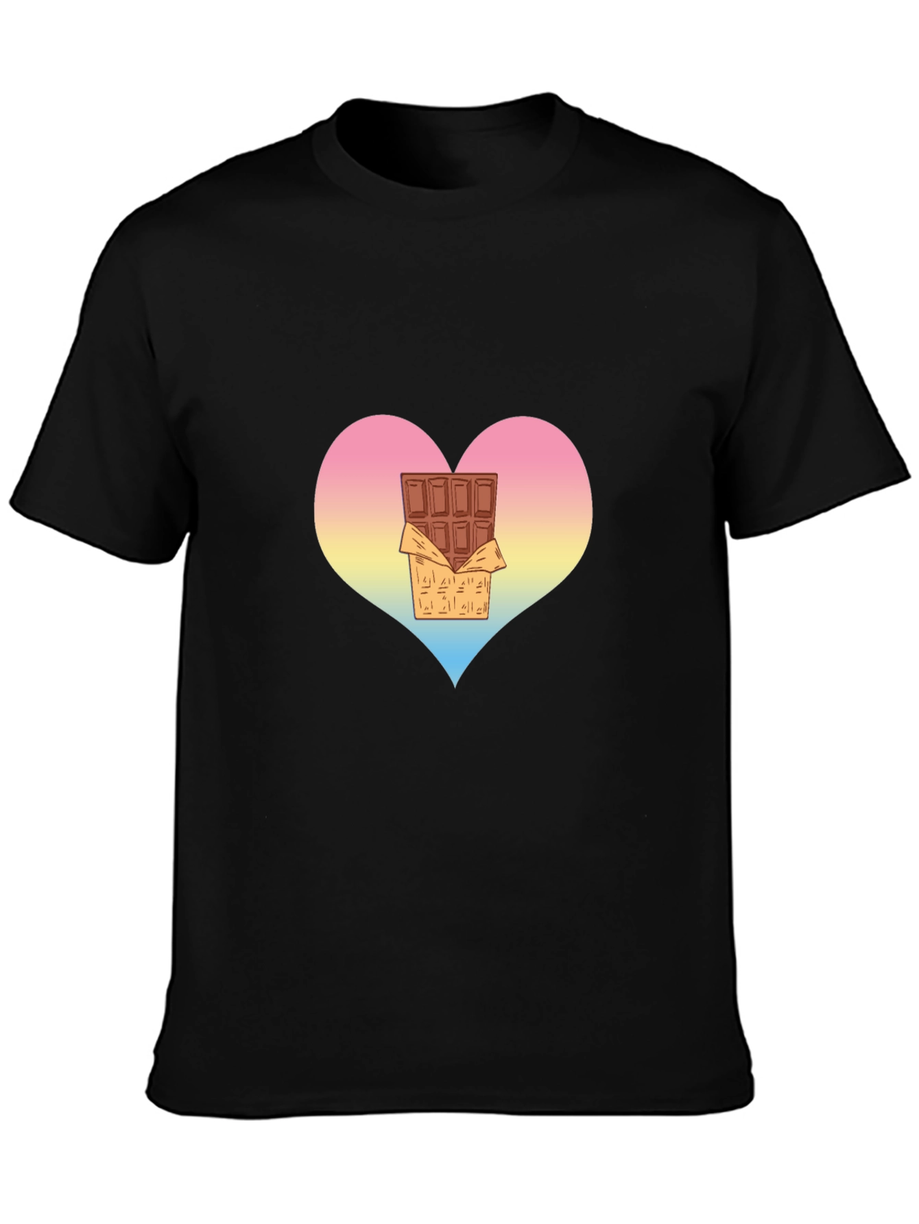 Black Chocolate Heart Graphic Tee - Unisex Black T-Shirt view 3