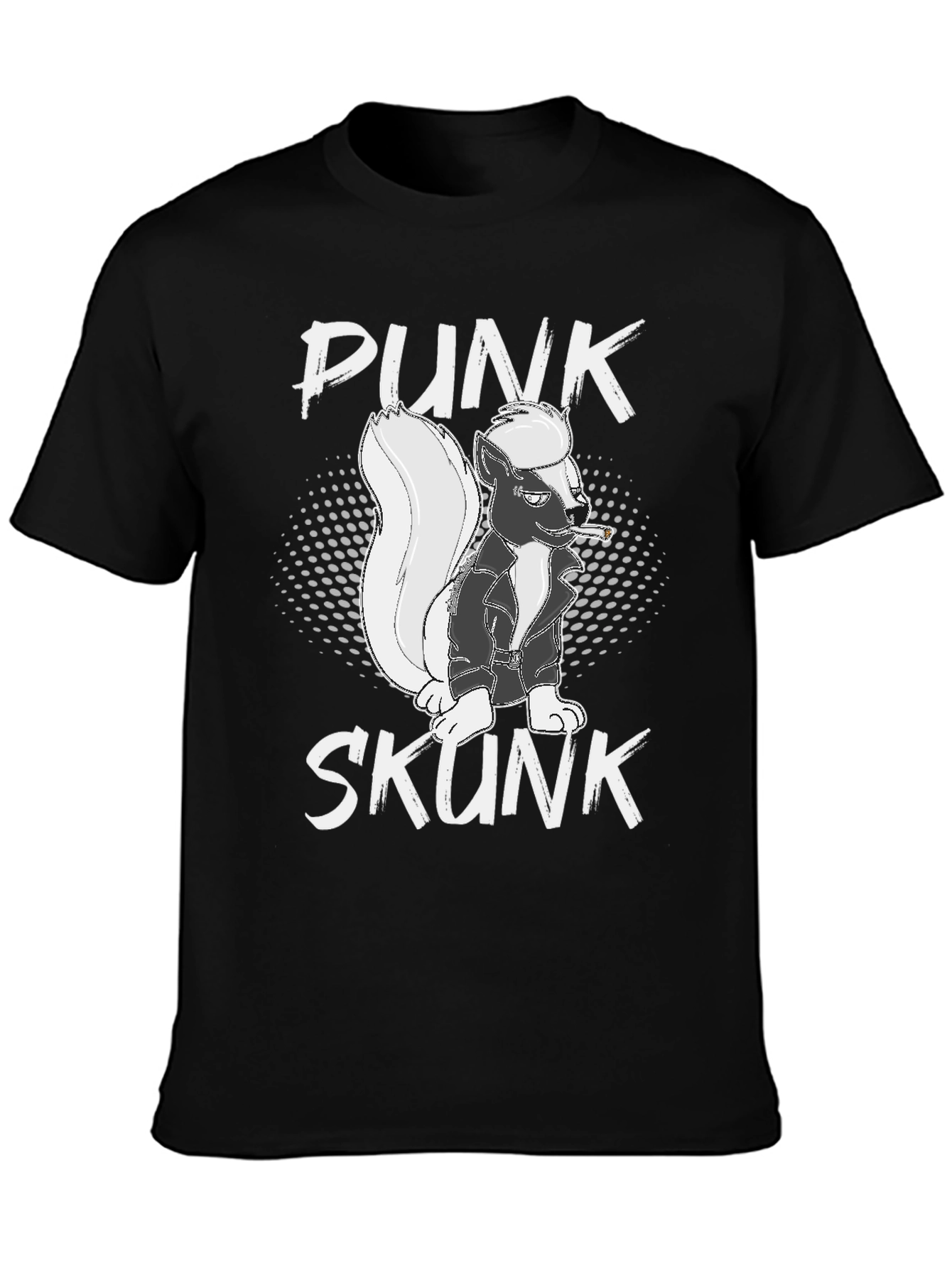 Black Punk Skunk Graphic Tee - Black Cotton T-Shirt view 3