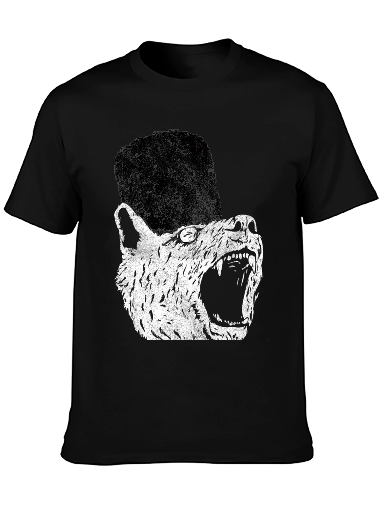 Black Soviet Wolf T-Shirt - Distressed Graphic Print view 3