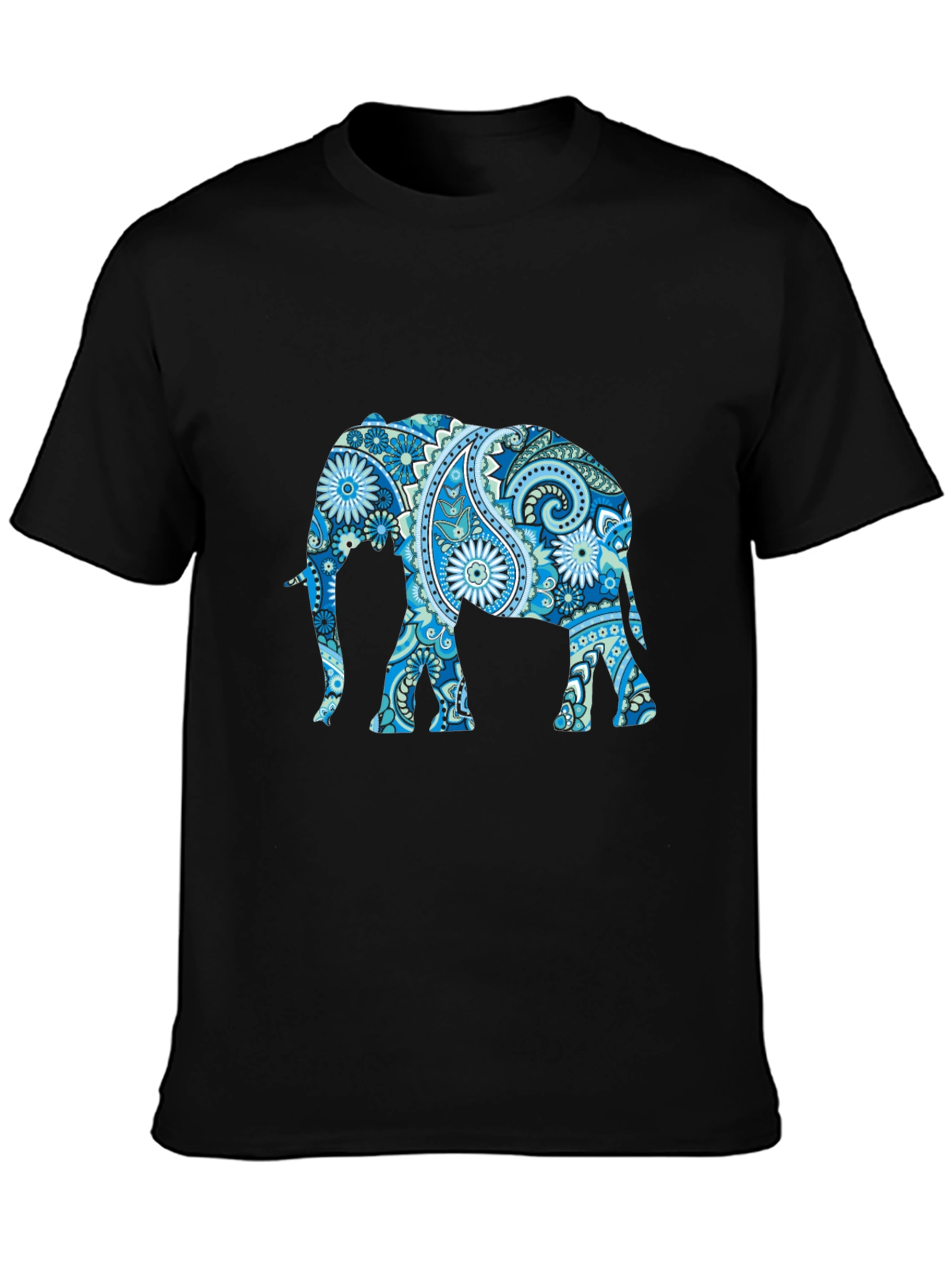 Black Elephant Paisley Print T-Shirt view 3