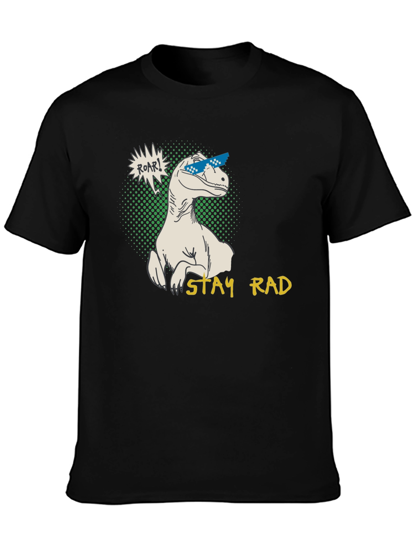 Black Stay Rad Dinosaur Graphic T-Shirt view 3