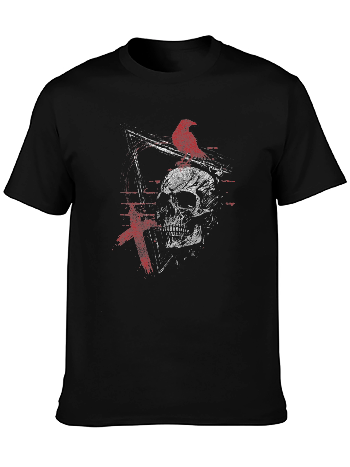 Black Raven Skull Graphic Tee - Edgy Design view 3
