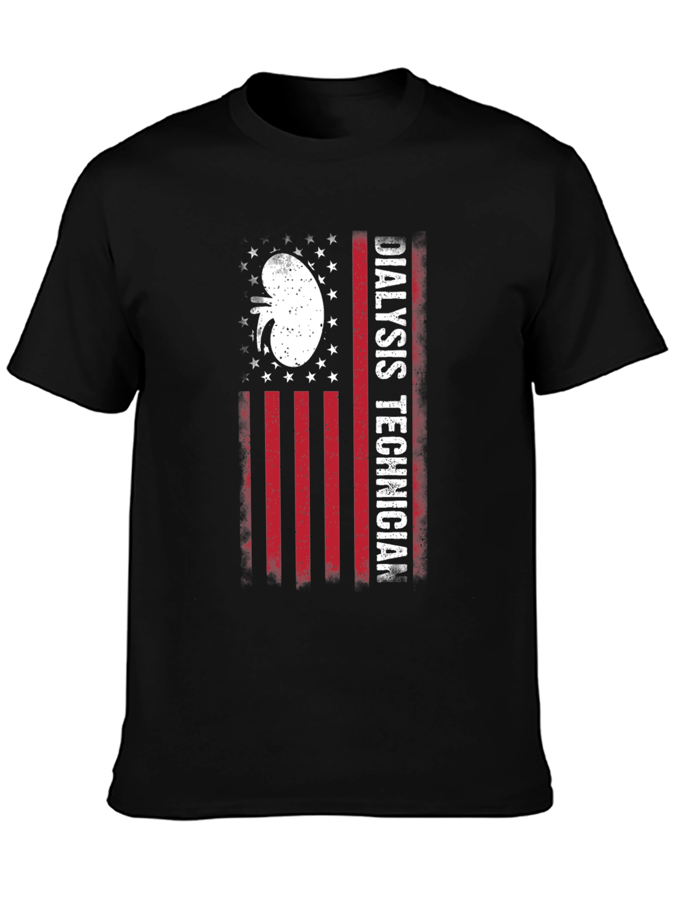 Black Dialysis Technician American Flag T-Shirt view 3
